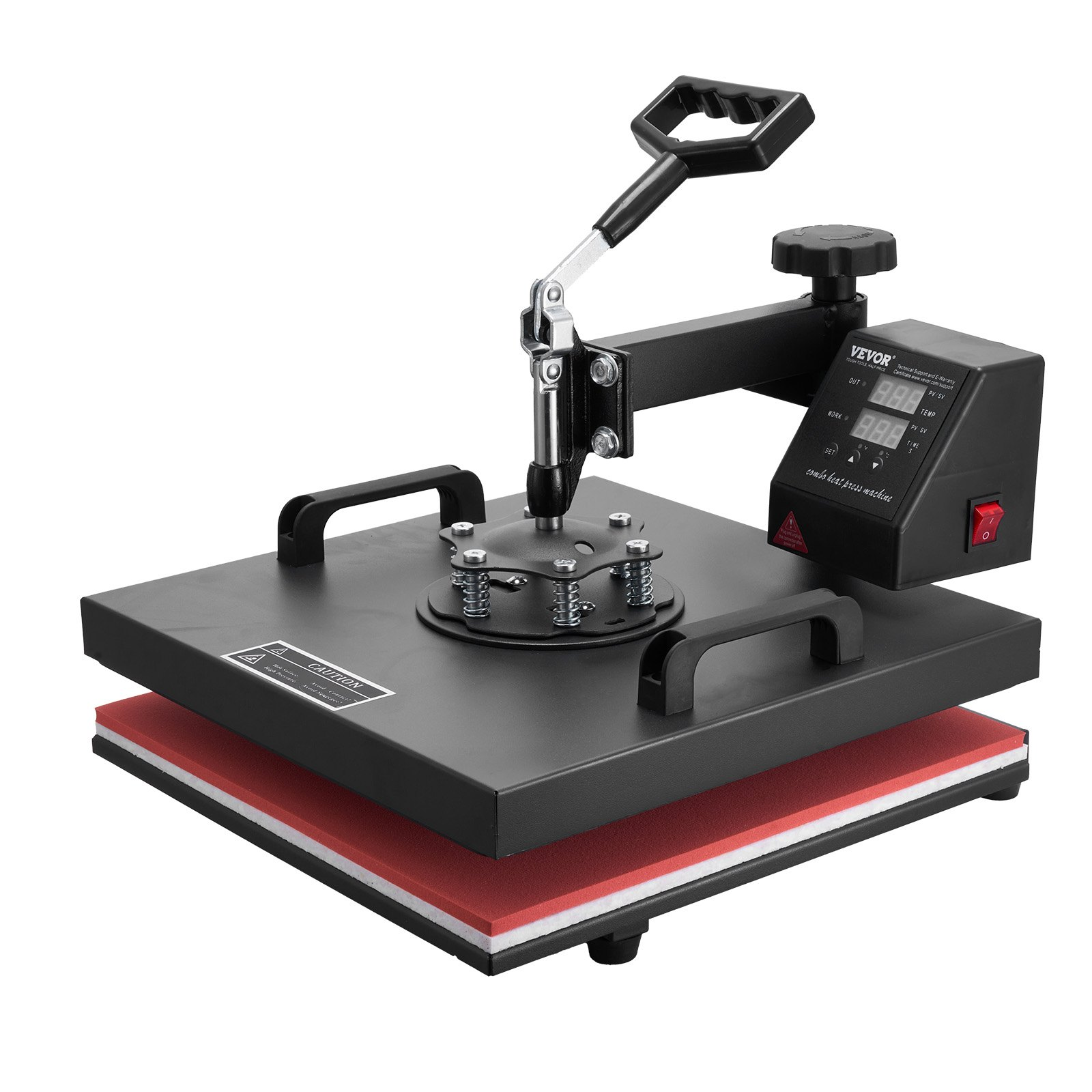Start2Finish VEVOR 8-in-1 15x15 inch heat press machine with swing-away design for sublimation, vinyl, and heat transfer projects.