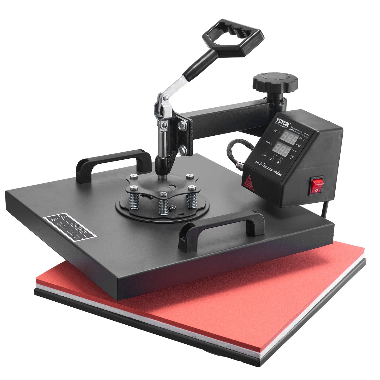 Start2Finish VEVOR 8-in-1 15x15 inch heat press machine with swing-away design, used for sublimation, vinyl, and heat transfer projects.