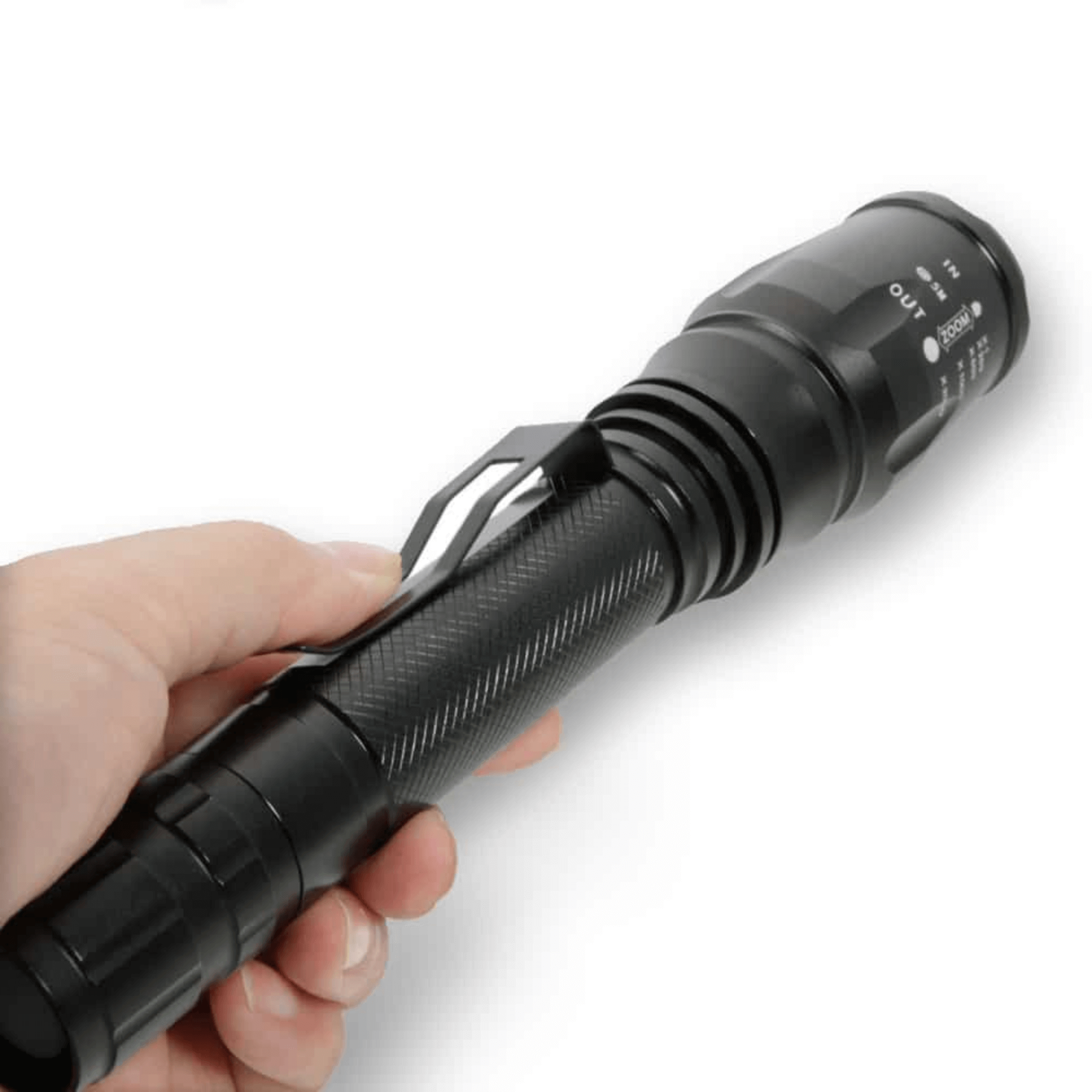 Black Lavender Solaray ZX-1XL 18650 LED tactical flashlight kit for camping, showing the flashlight with battery and accessories.