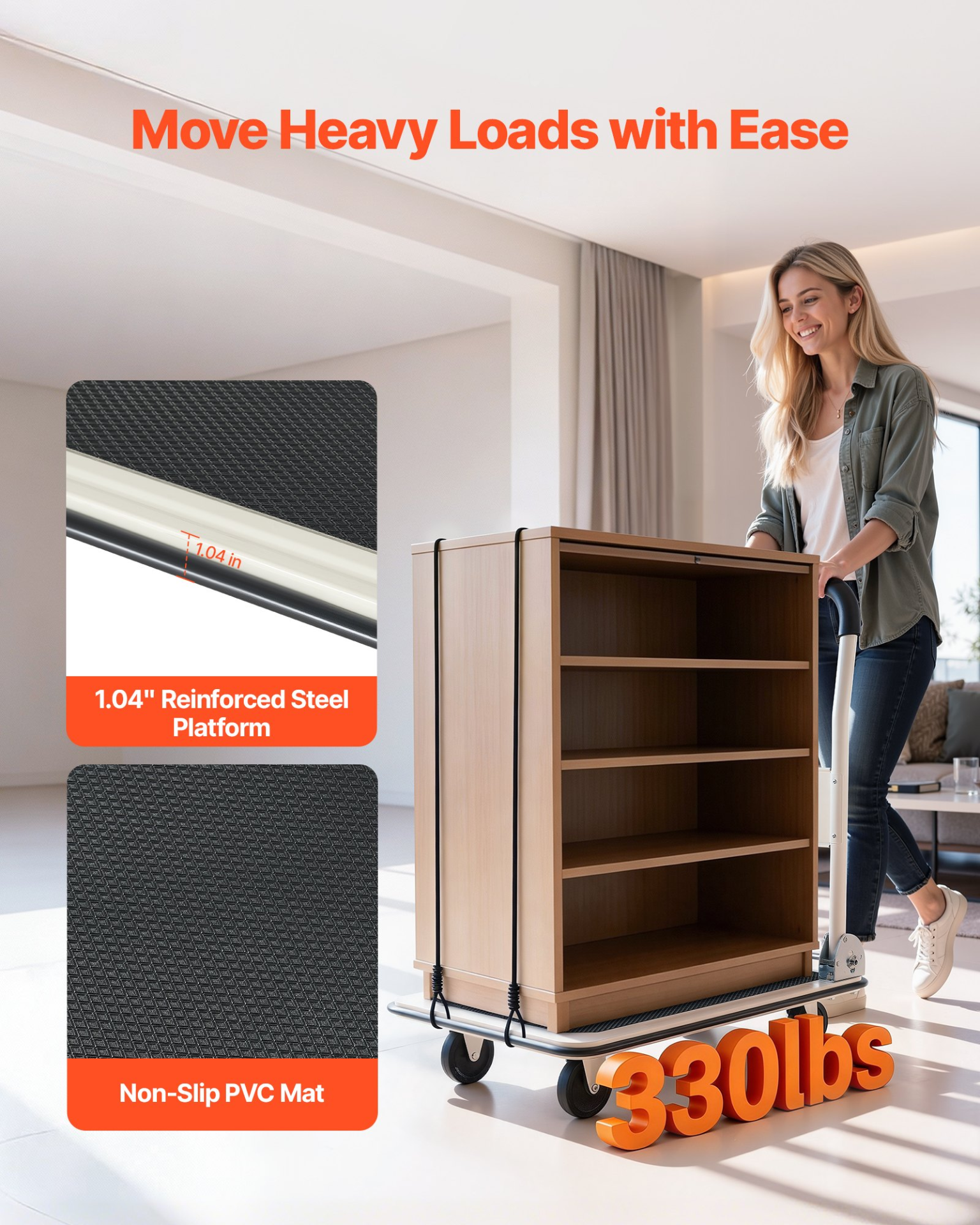 Start2Finish foldable push cart dolly with swivel wheels, 330 lbs capacity, space-saving flatbed hand truck for moving items.