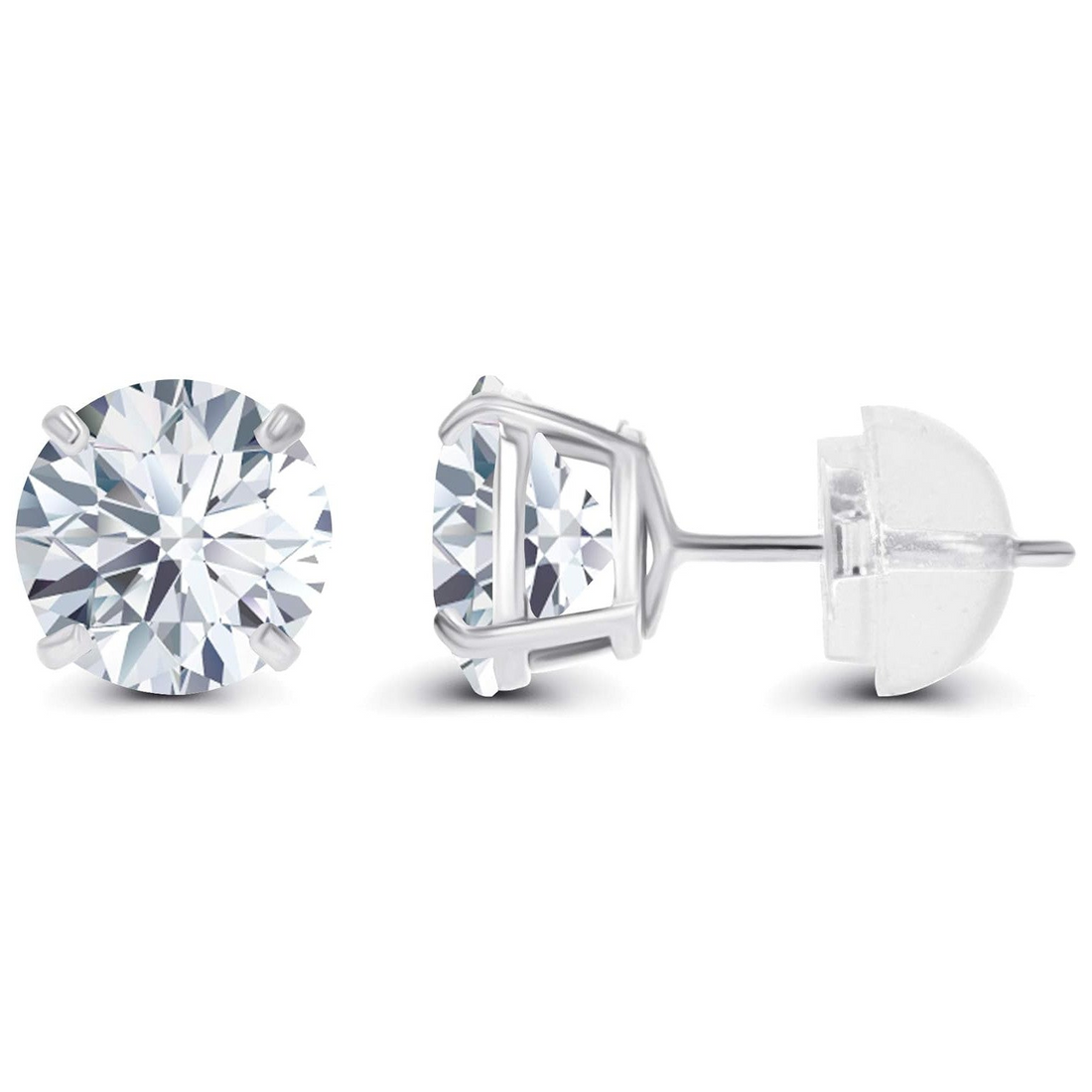 Round lab-grown diamond stud earrings, 1.00 CTW in 14K white or yellow gold, G/VS clarity, sparkling and elegant.