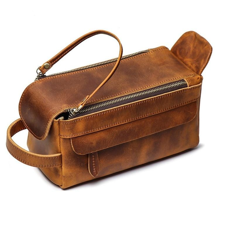 Start2Finish Dado Leather Dopp Kit, handmade leather toiletry bag with zipper closure and compact design for travel accessories.