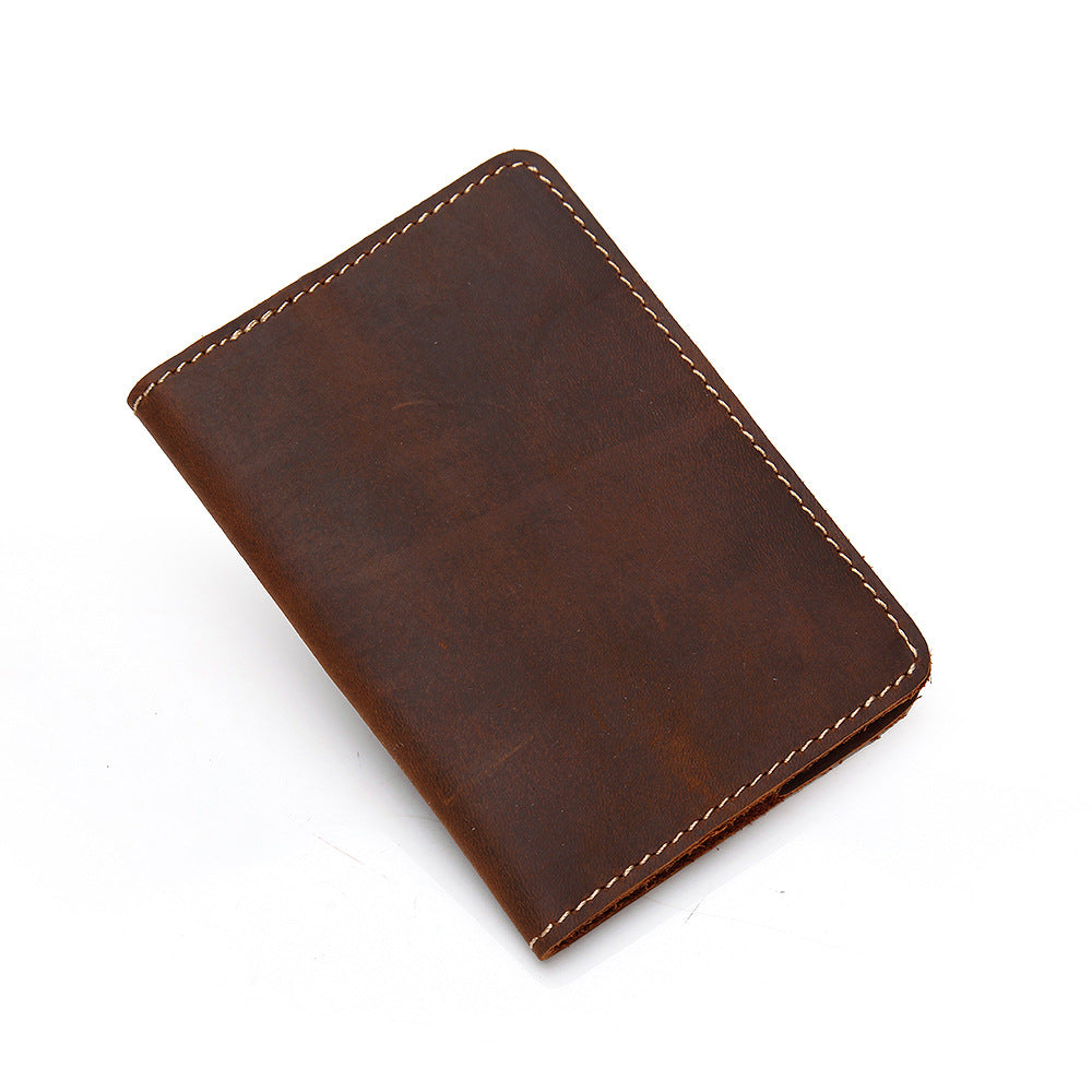 Start2Finish Priam Handmade Leather Passport Cover showing textured brown leather with stitched edges and a sleek design.