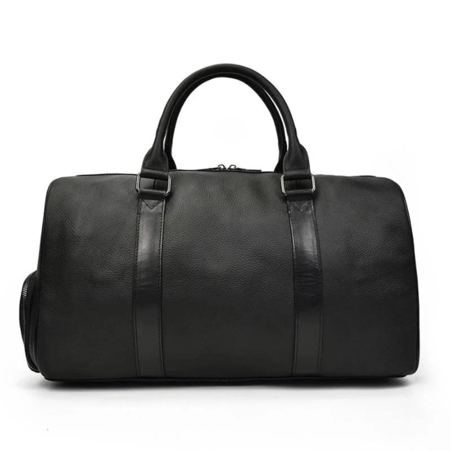 Vintage leather duffle bag from Start2Finish, The Endre Weekender, with sturdy handles and classic design for travel accessories.