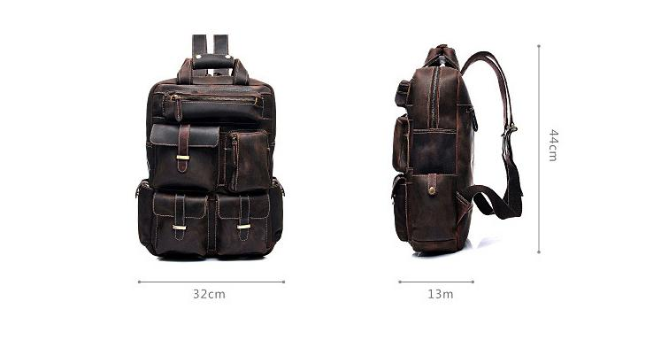 Handmade genuine leather Shelby backpack with adjustable straps and multiple compartments, designed for stylish accessories.