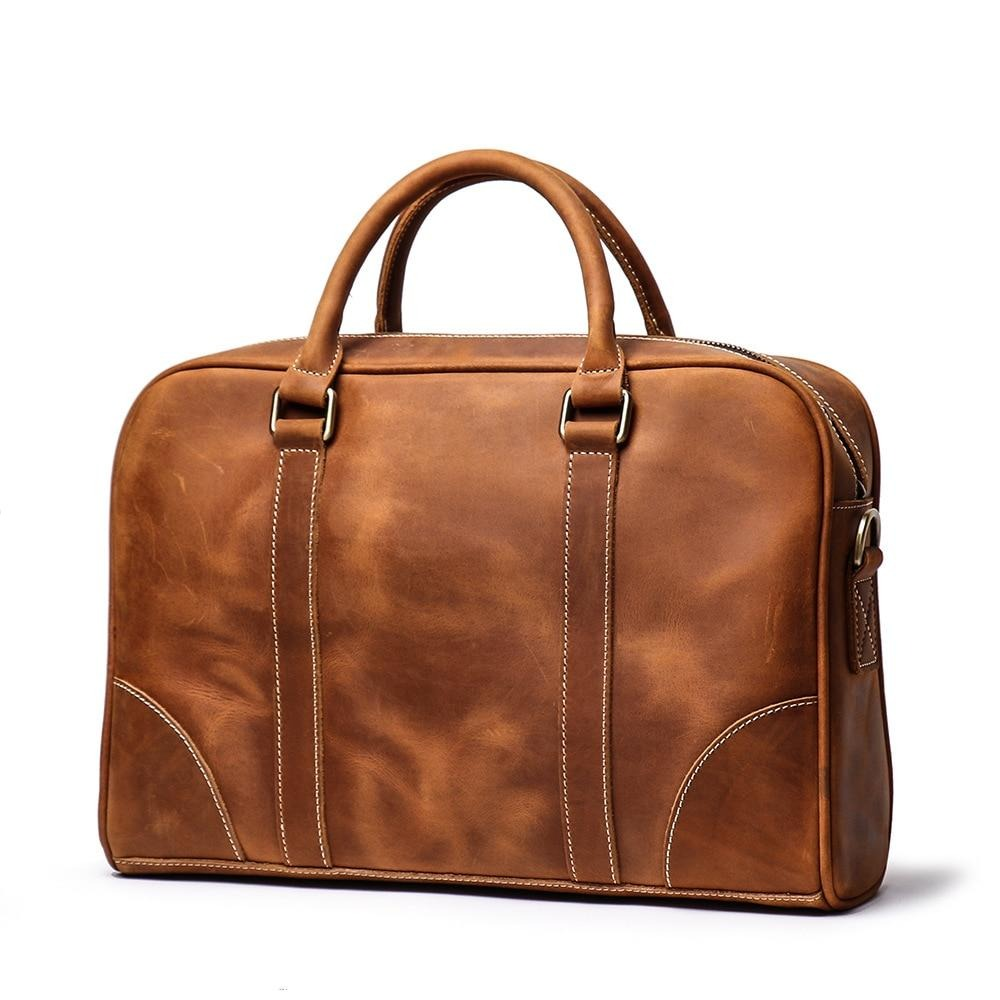 Start2Finish Bjorn leather laptop bag with vintage leather briefcase design, featuring sturdy handles and a sleek, professional look.