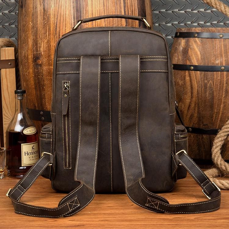 Start2Finish The Langley Vintage Leather Backpack, genuine leather accessories with adjustable straps and classic design.