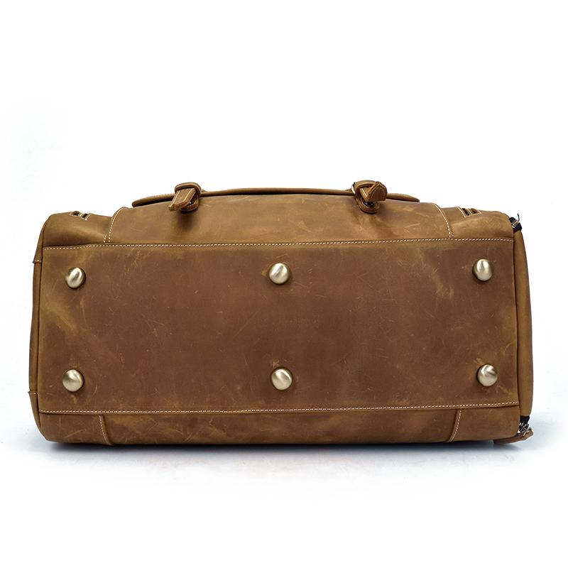 Handmade leather duffle bag from Start2Finish&