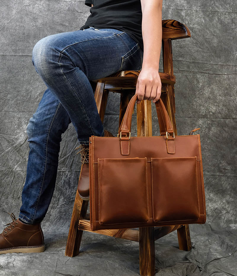 Start2Finish Dagmar leather briefcase with vintage finish, featuring a classic messenger bag design and sturdy leather straps.