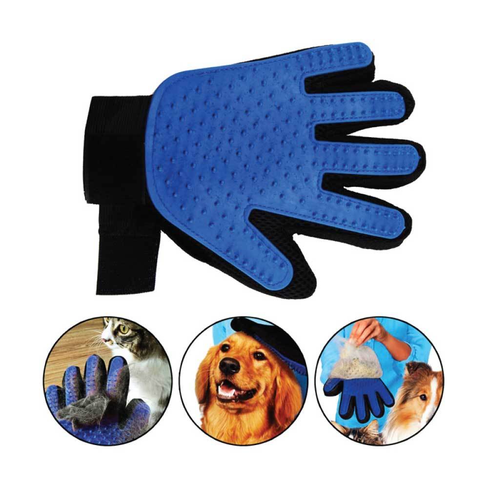 Ozdingo 2-in-1 pet deshedding and massage glove for dogs and cats, right hand mitt, soft bristles for grooming and hair removal.