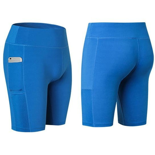 Salmon Lucky all seasons yoga shorts with stretch fabric and built-in phone pocket, suitable for active wear and workouts.