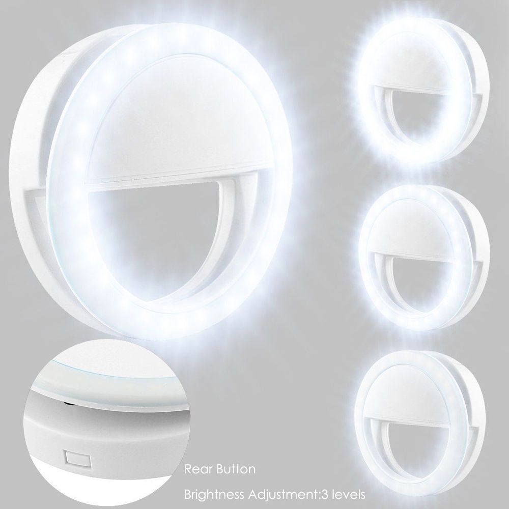 Yellow Pandora portable selfie ring clip-on for mobile phones, compact mobile and laptop accessory with adjustable ring light.
