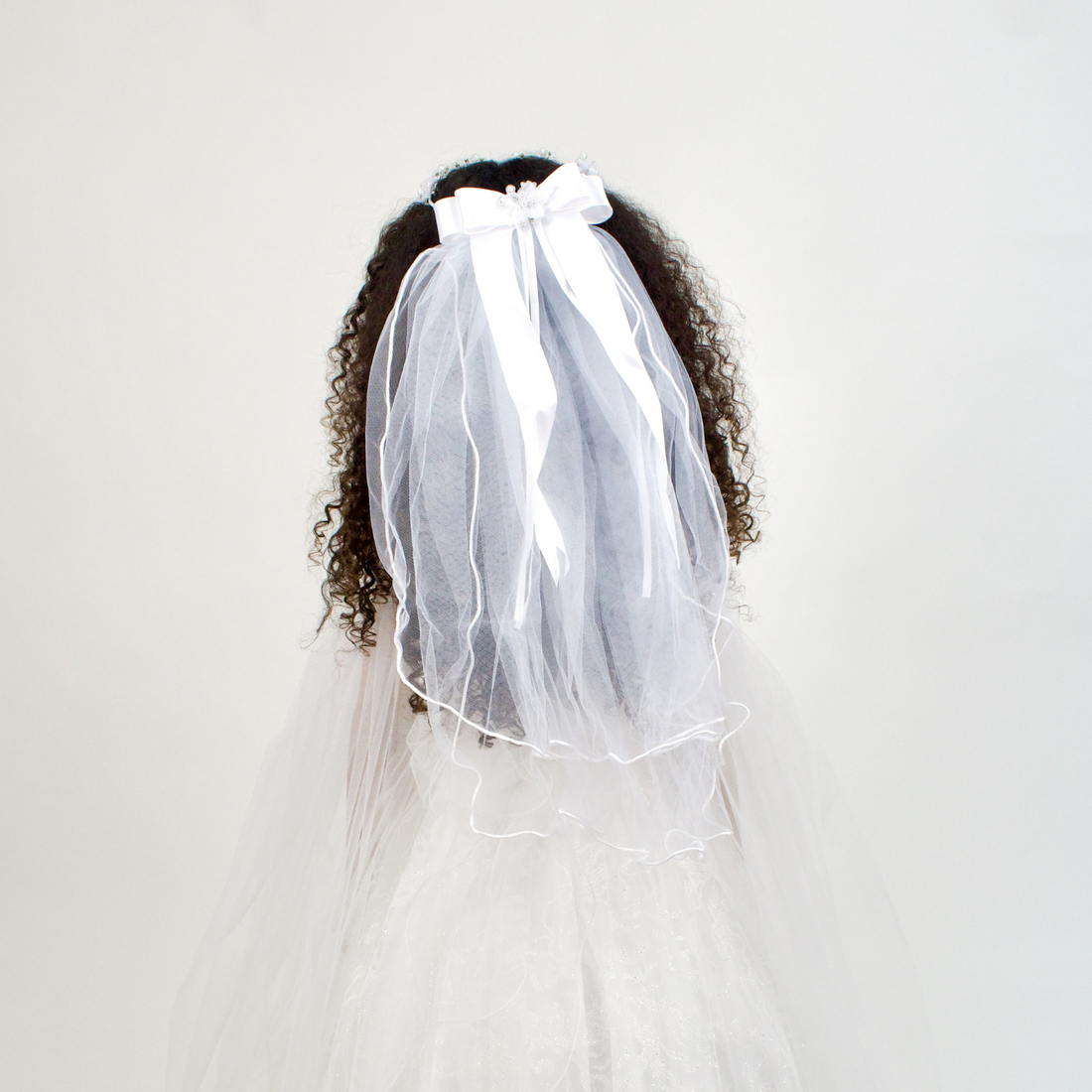Flowers bow veil for girls dresses