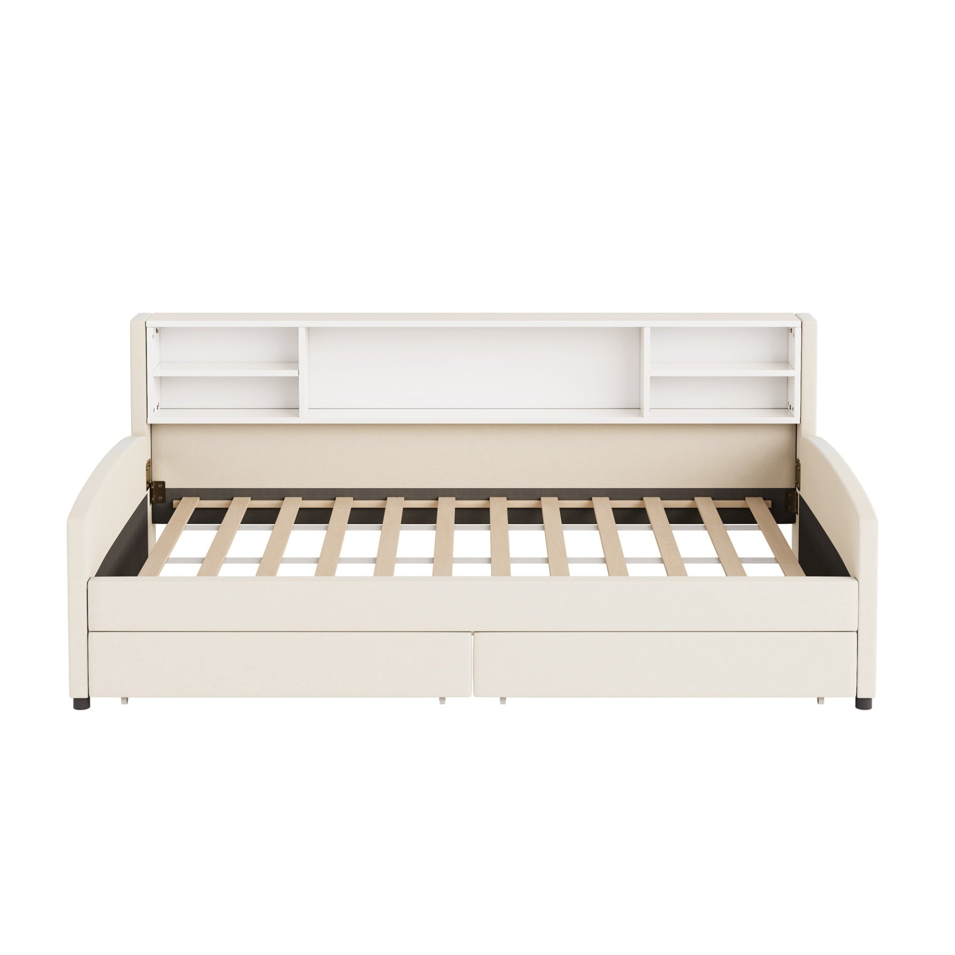 Luxurious velvet upholstered platform bed with storage drawers and plush headboard, by Start2Finish.