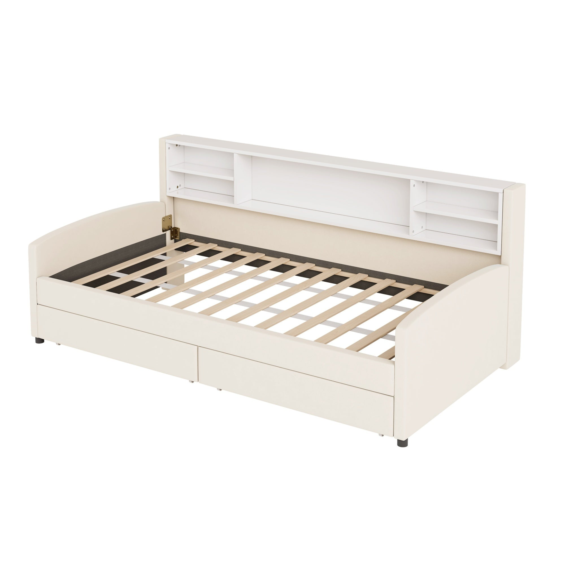 Luxurious velvet upholstered platform bed with storage drawers and padded headboard from Start2Finish, shown with elegant design and plush fabric.