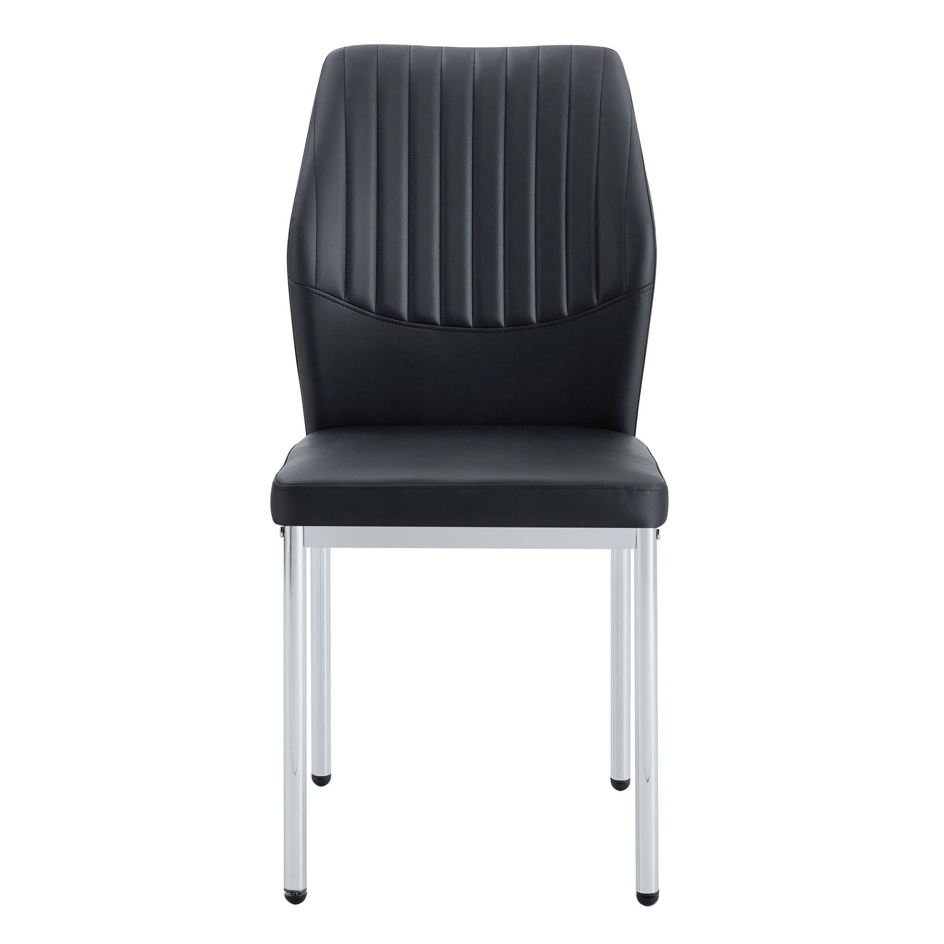 Set of four luxury simple dining chairs with vertical stripe backs, made of PU high resilience material by Start2Finish.