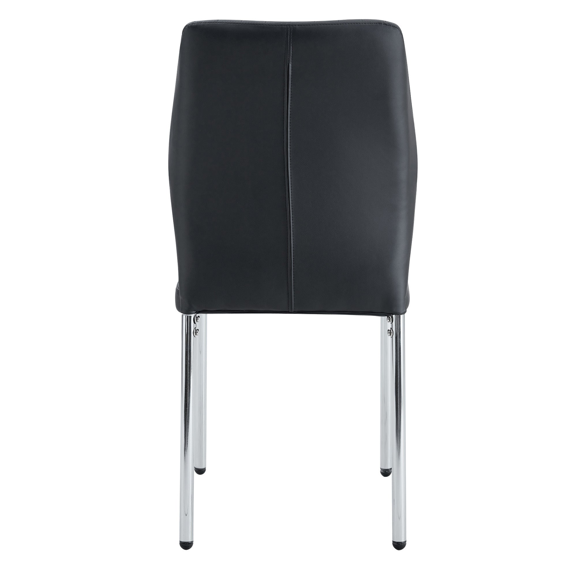 Set of four luxury simple dining chairs by Start2Finish with vertical stripe back in black PU high resilience upholstery.