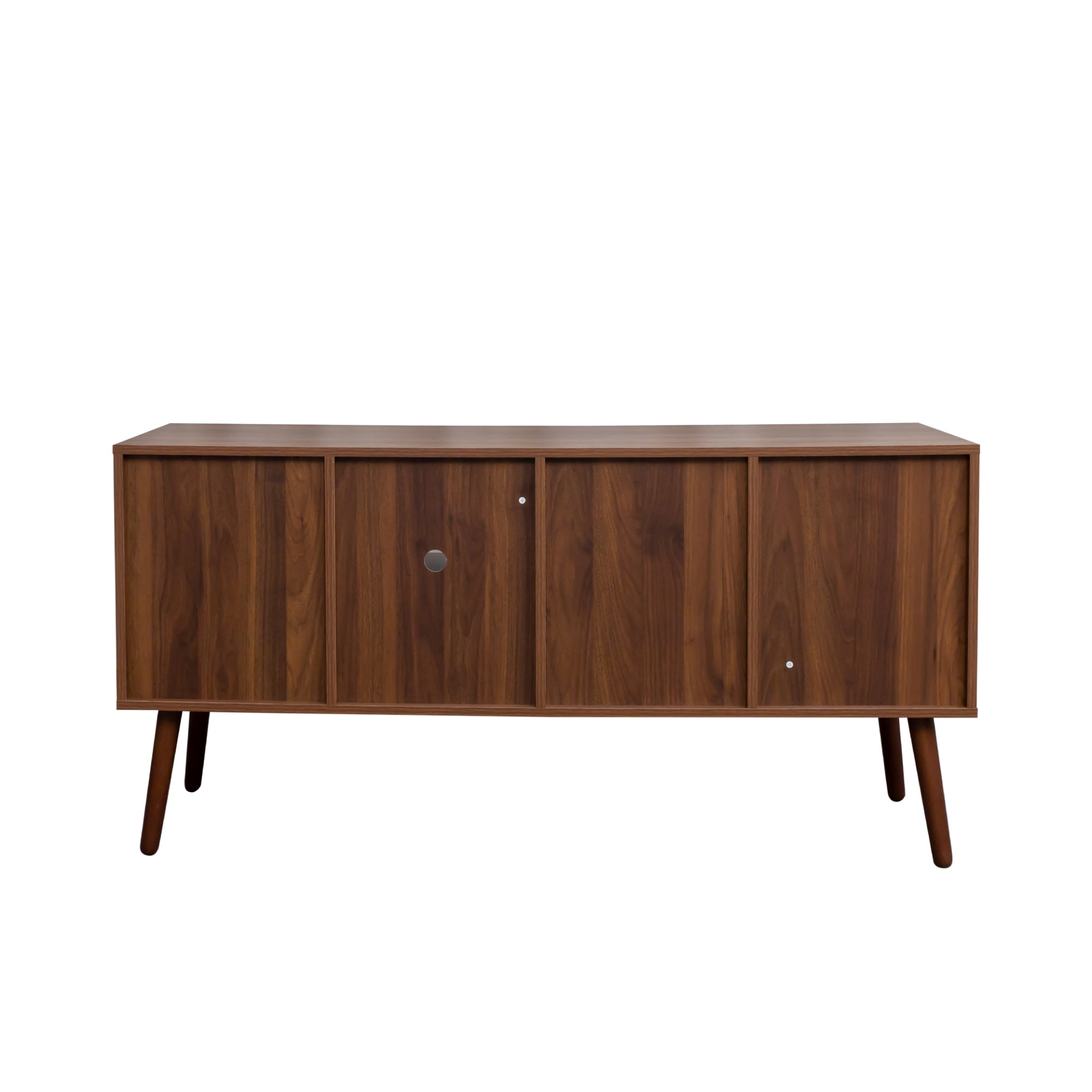 Start2Finish TV stand for living room with one storage compartment and three open shelves, modern furniture for entertainment setup