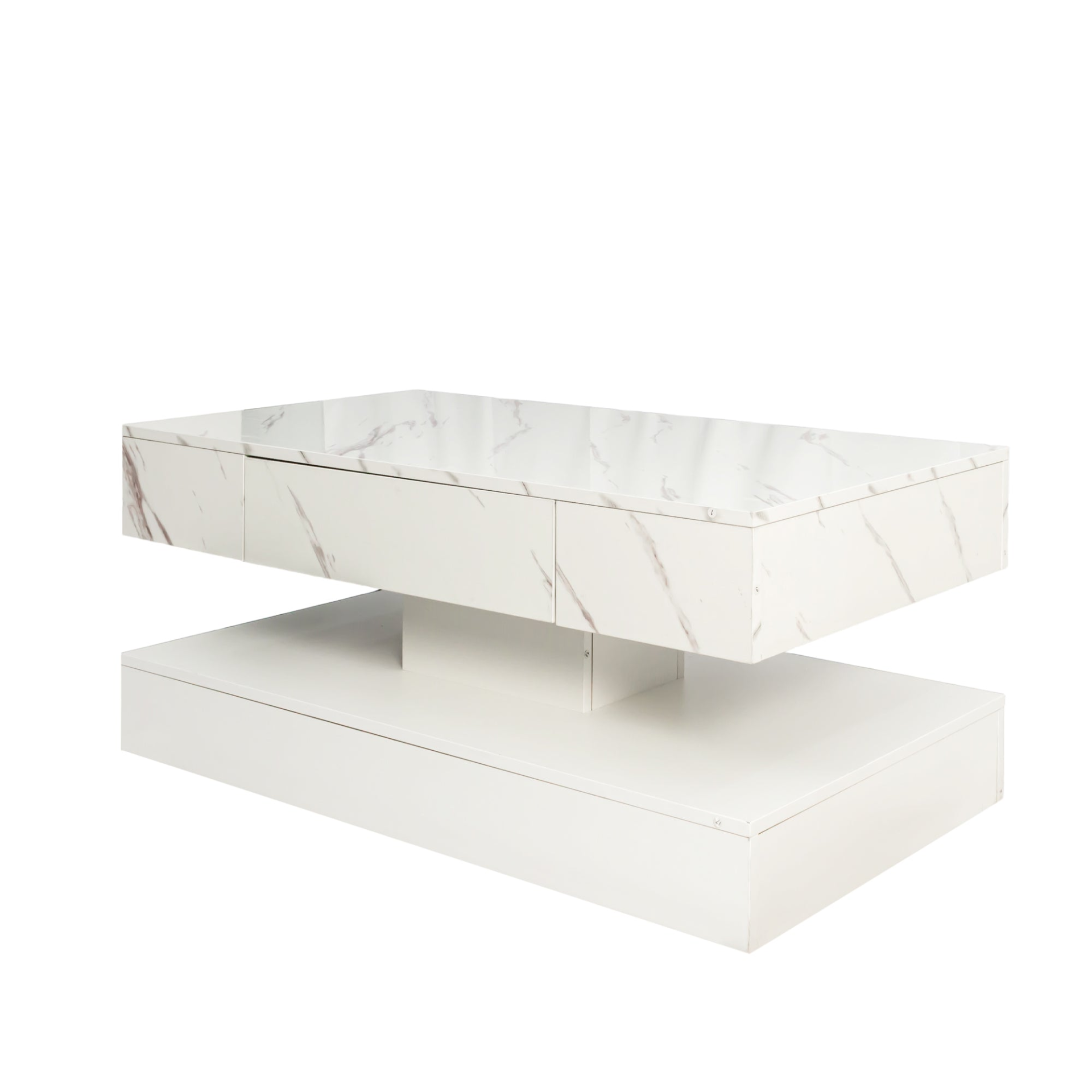 Modern LED coffee table with ambient lighting, featuring sleek contemporary design and smooth surface for living room decor.