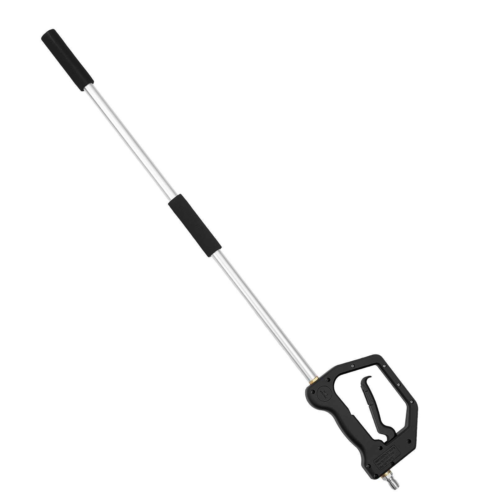 Start2Finish VEVOR 9 ft pressure washer telescoping wand with 3 sections, nozzles, hose adapter, support belt, and storage bag.