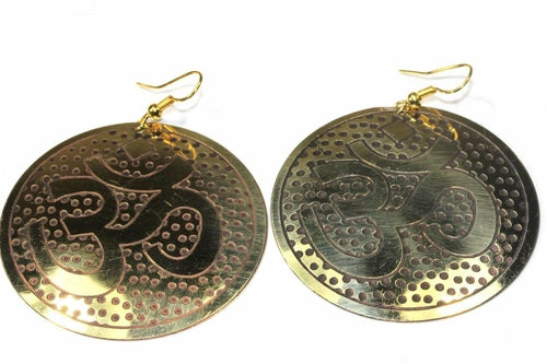 Silver Hestia Grand Om Yoga earrings featuring intricate Om symbol design in sterling silver.