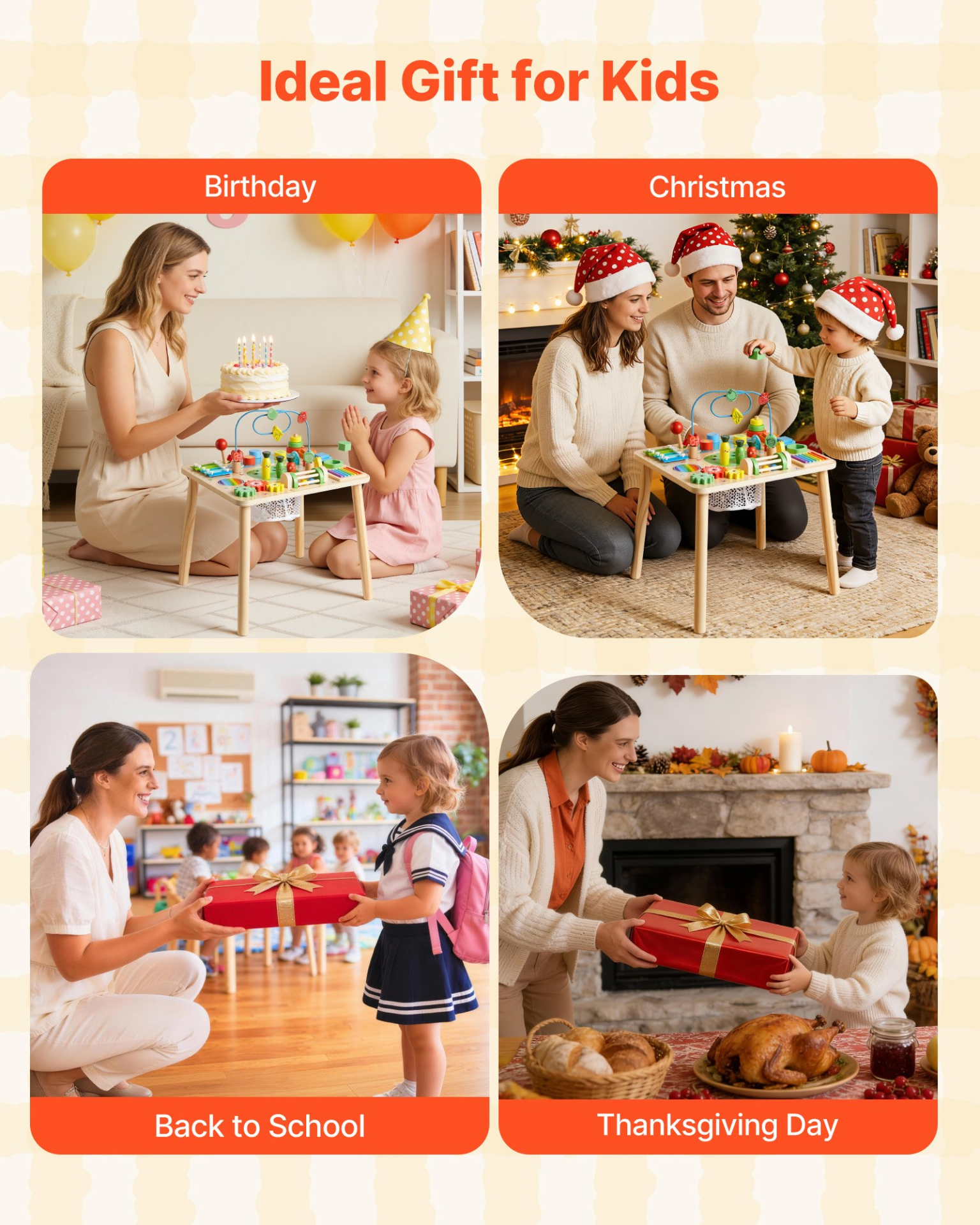 Start2Finish VEVOR Montessori toddler activity table, wooden 13-in-1 learning desk with baby play features for children 6+ months.