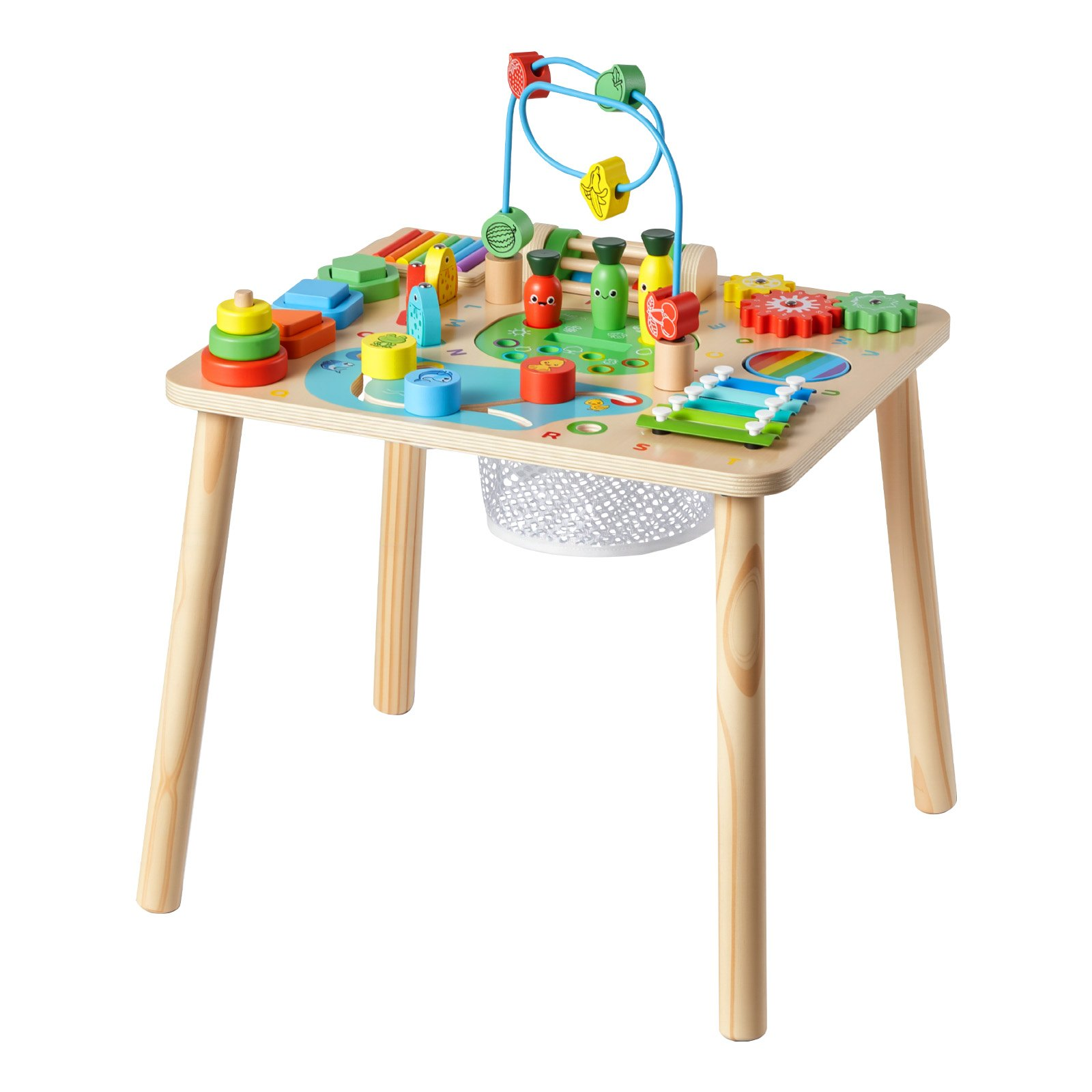 Start2Finish VEVOR Montessori activity table for toddlers, 13-in-1 wooden play desk for children 6 months and older.