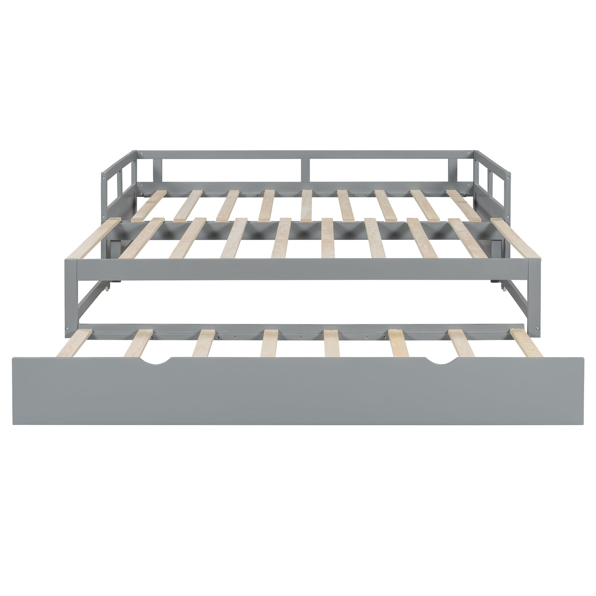 Start2Finish extending wooden daybed with trundle, space-saving guest bed with classic design and supporting mattress.