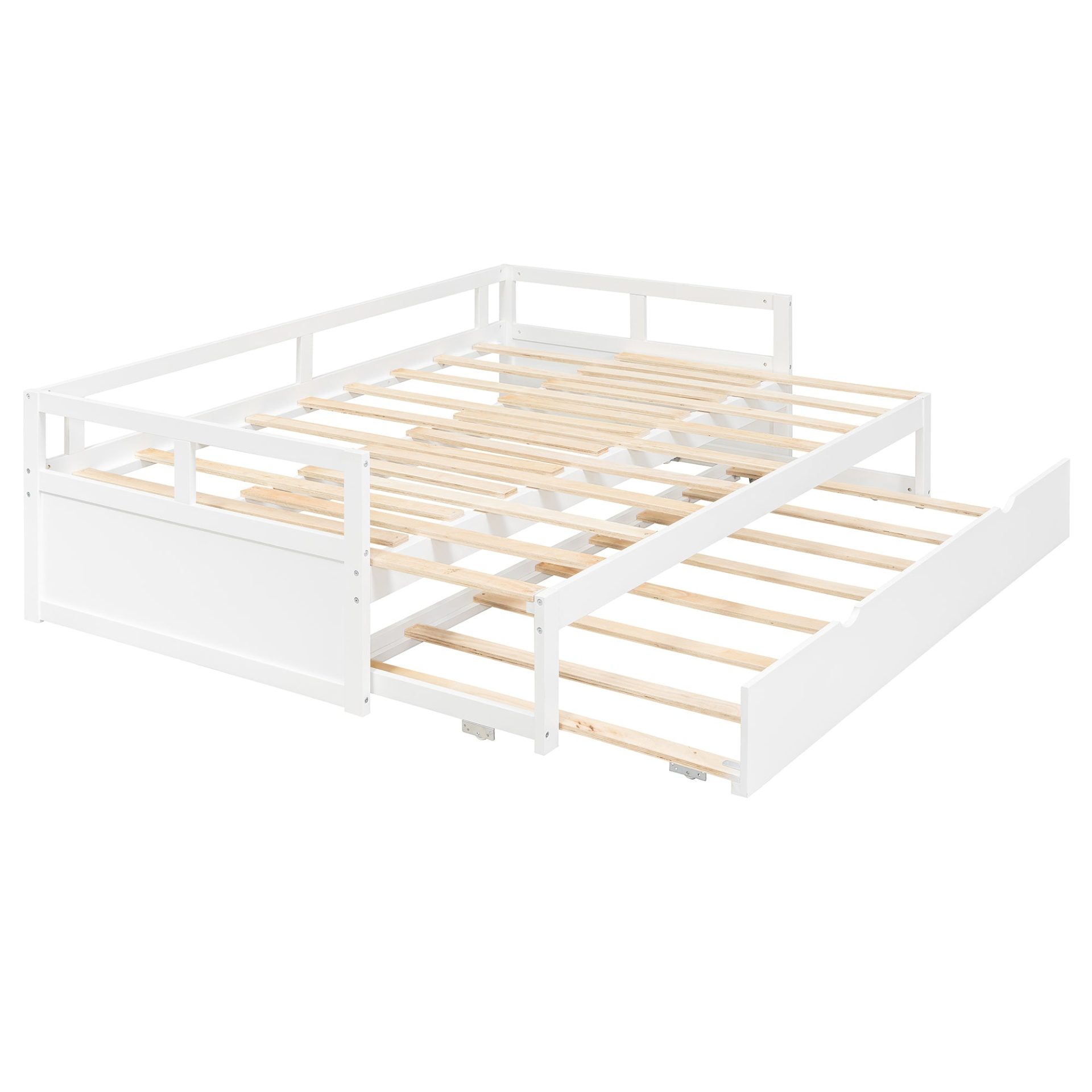Start2Finish wooden extending daybed with trundle, space-saving guest sleep setup, featuring a classic wooden design and clean lines.