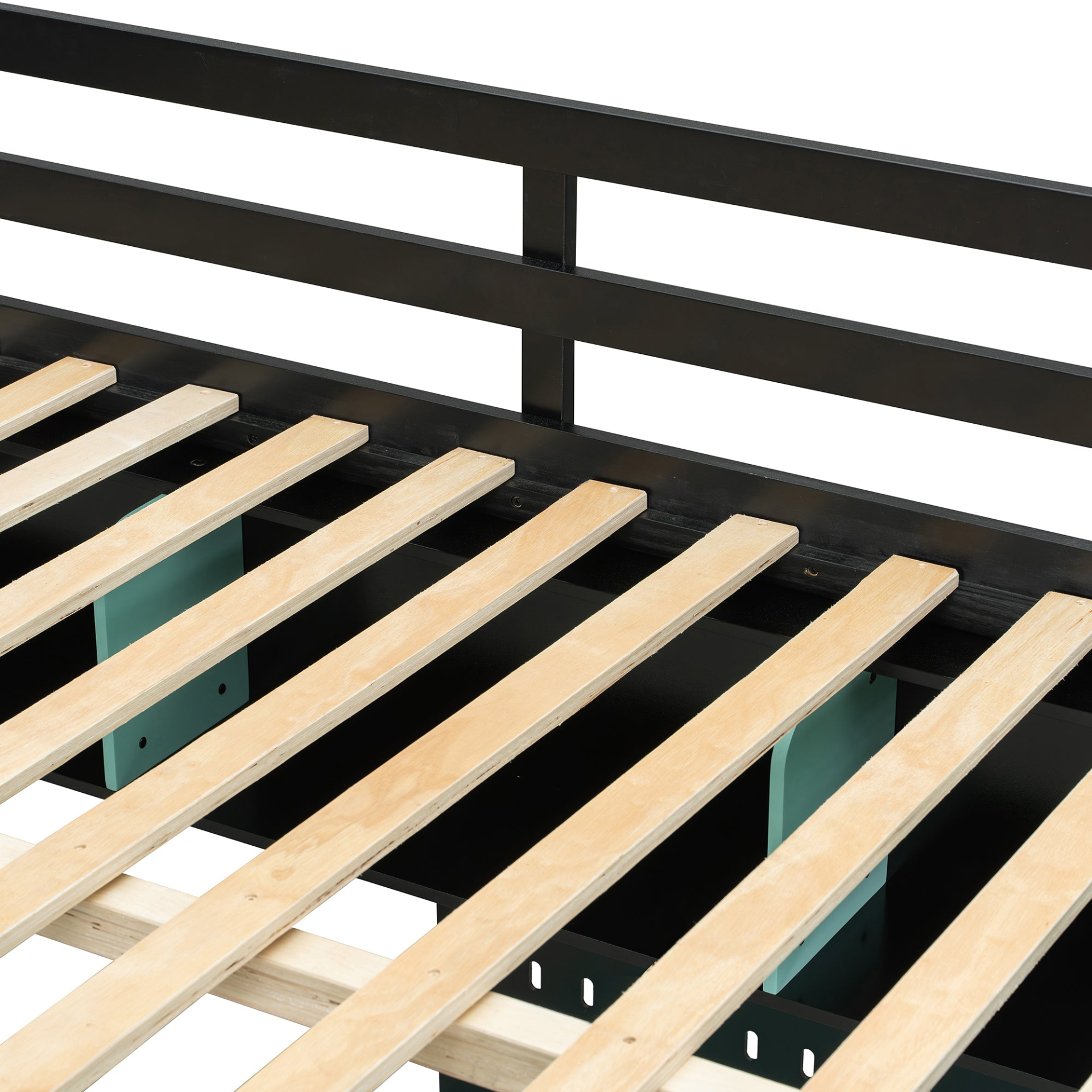 Start2Finish full size wood loft bed with desk, shelves, LED lights, USB ports, and pegboard for compact bedroom organization.