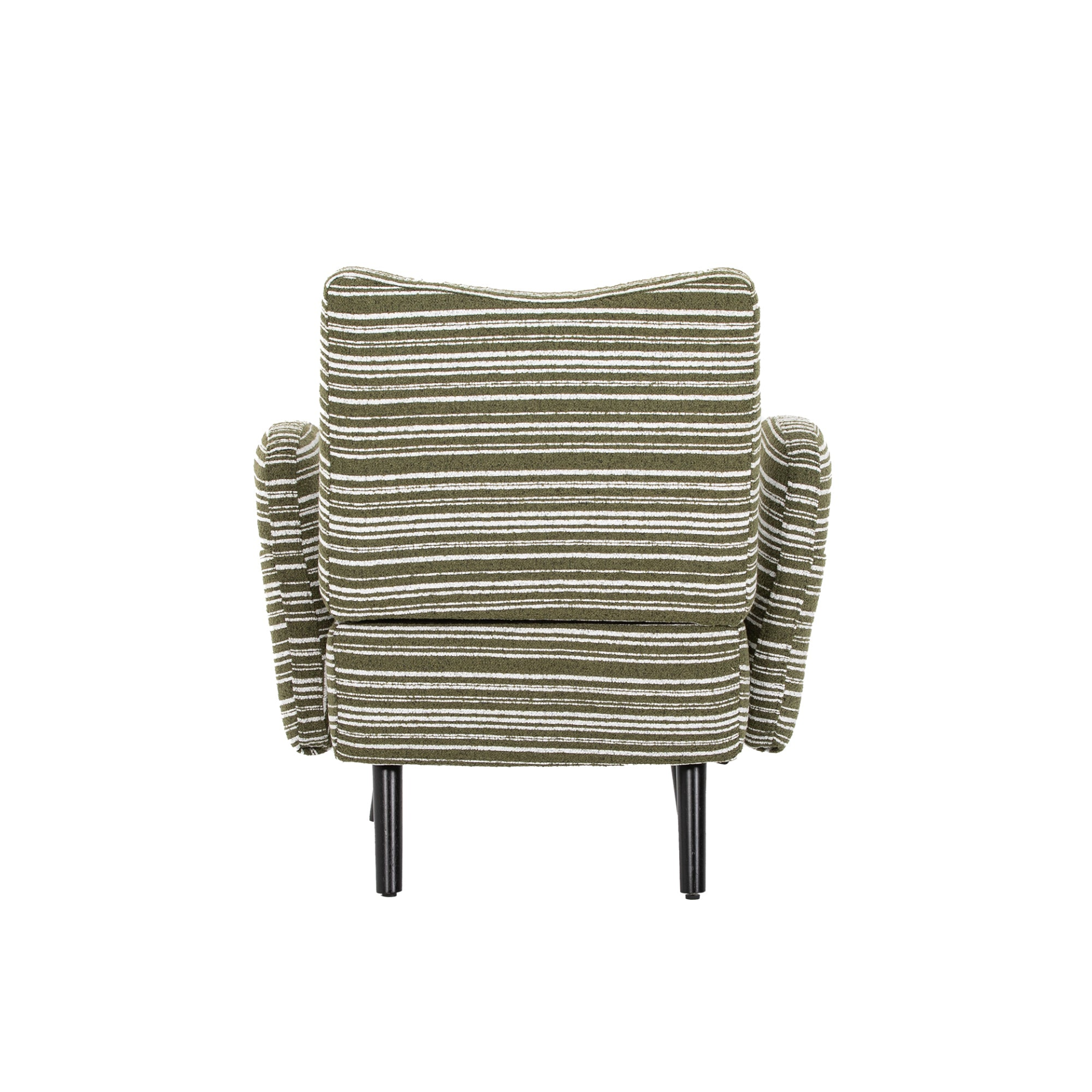 Modern armchair by Start2Finish with sanded fabric, solid wood legs, and a side storage pocket for added convenience.