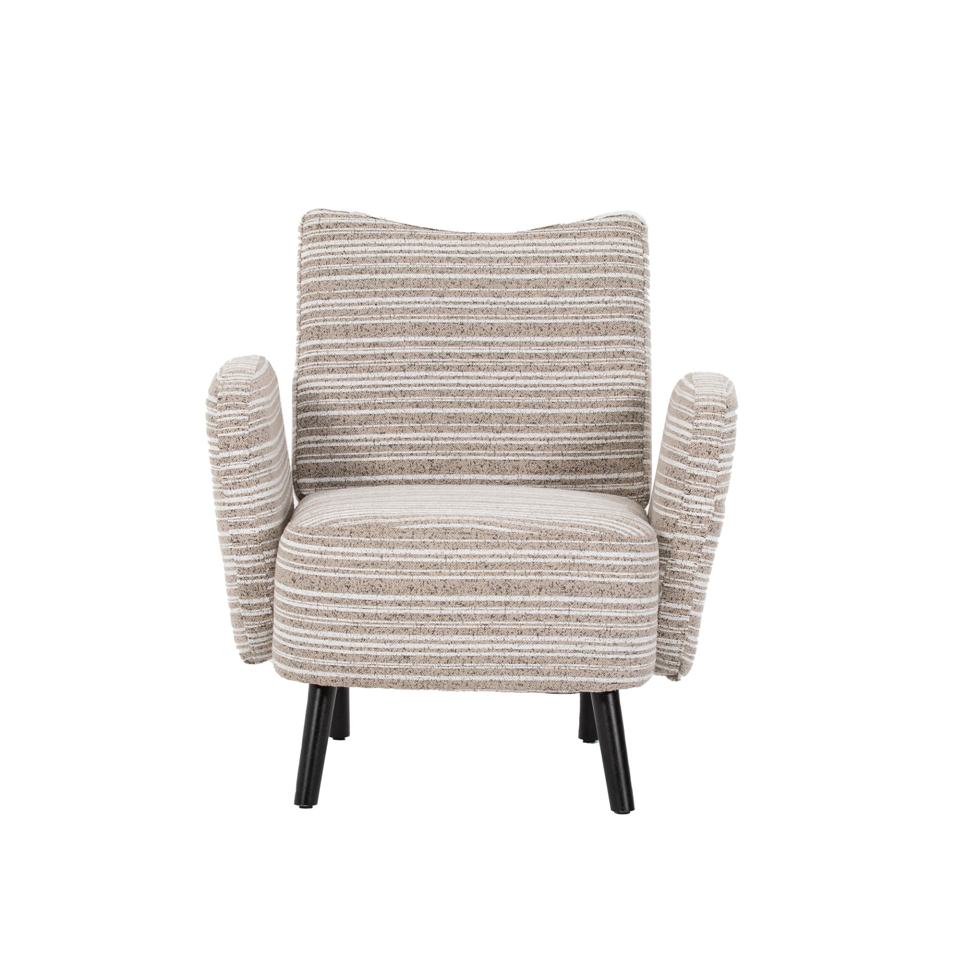 Modern armchair with sanded fabric, side storage pocket, and solid wood legs by Start2Finish, showcasing comfortable seating and stylish design.