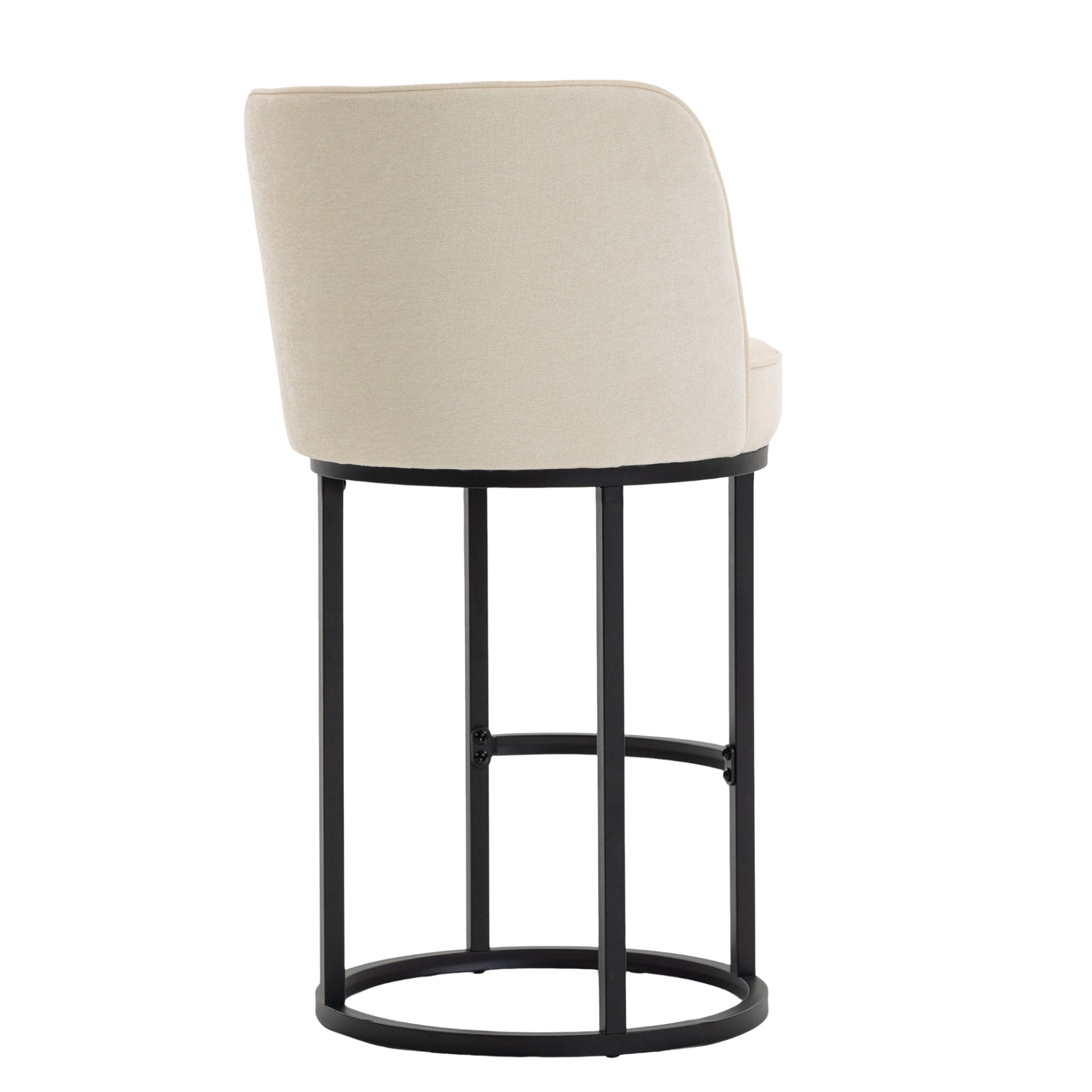 Modern barrel-shaped upholstered accent bar stool with backrest, stylish home furniture by Start2Finish.