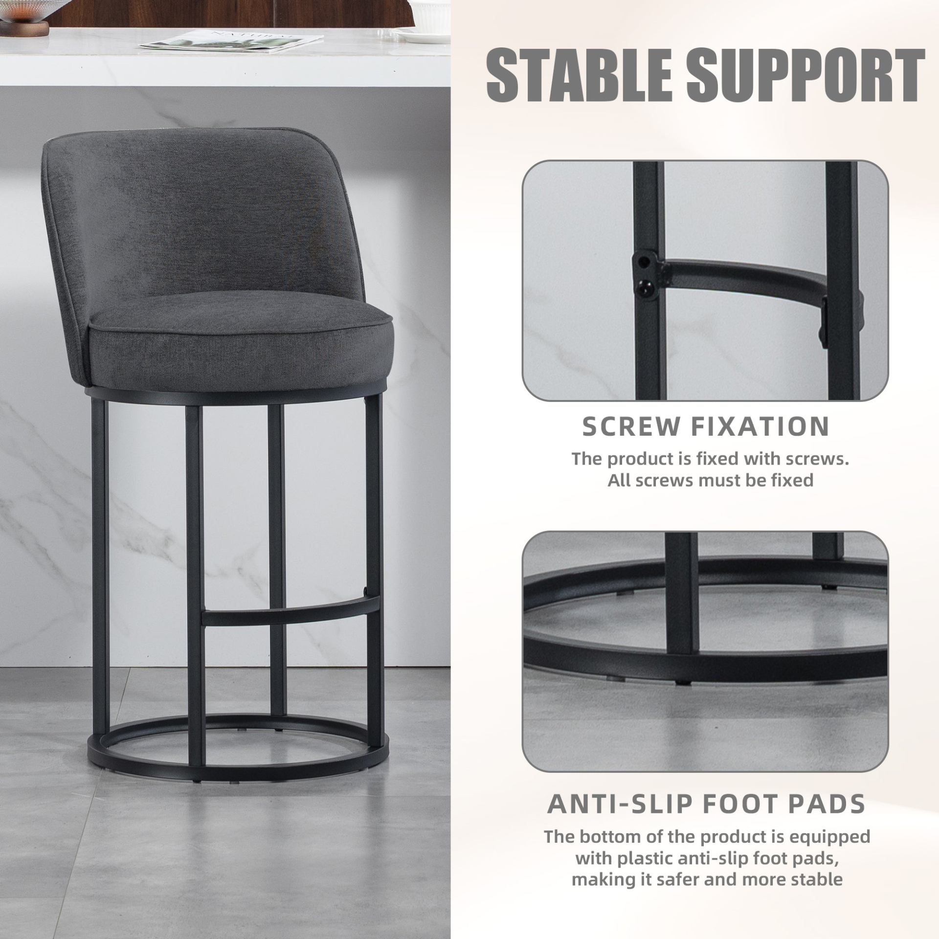 Modern barrel-shaped upholstered accent bar stool with backrest, designed for stylish home seating by Start2Finish.