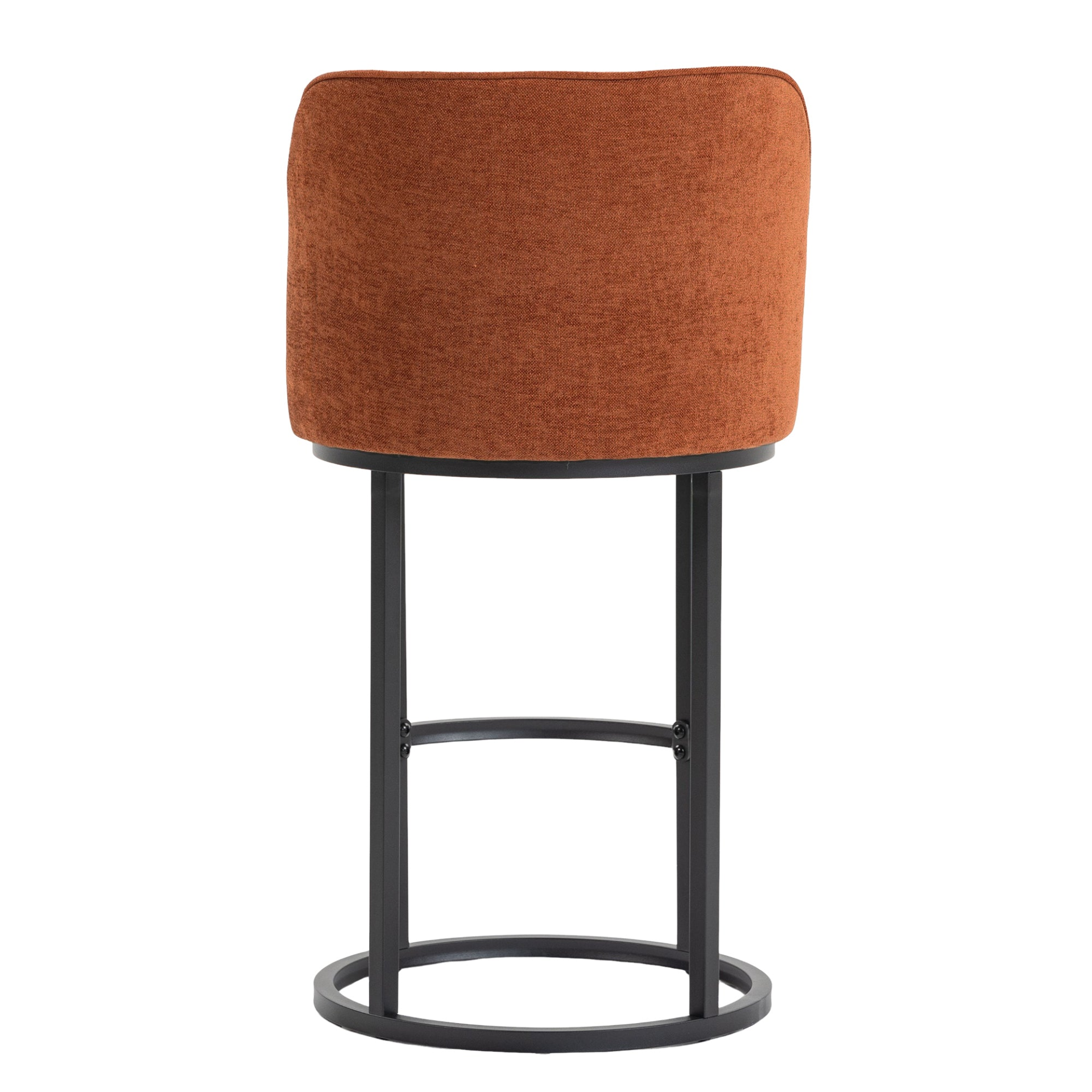 Start2Finish Modern Barrel Upholstered Accent Bar Stool with backrest, stylish home seating, black fabric, wooden legs.