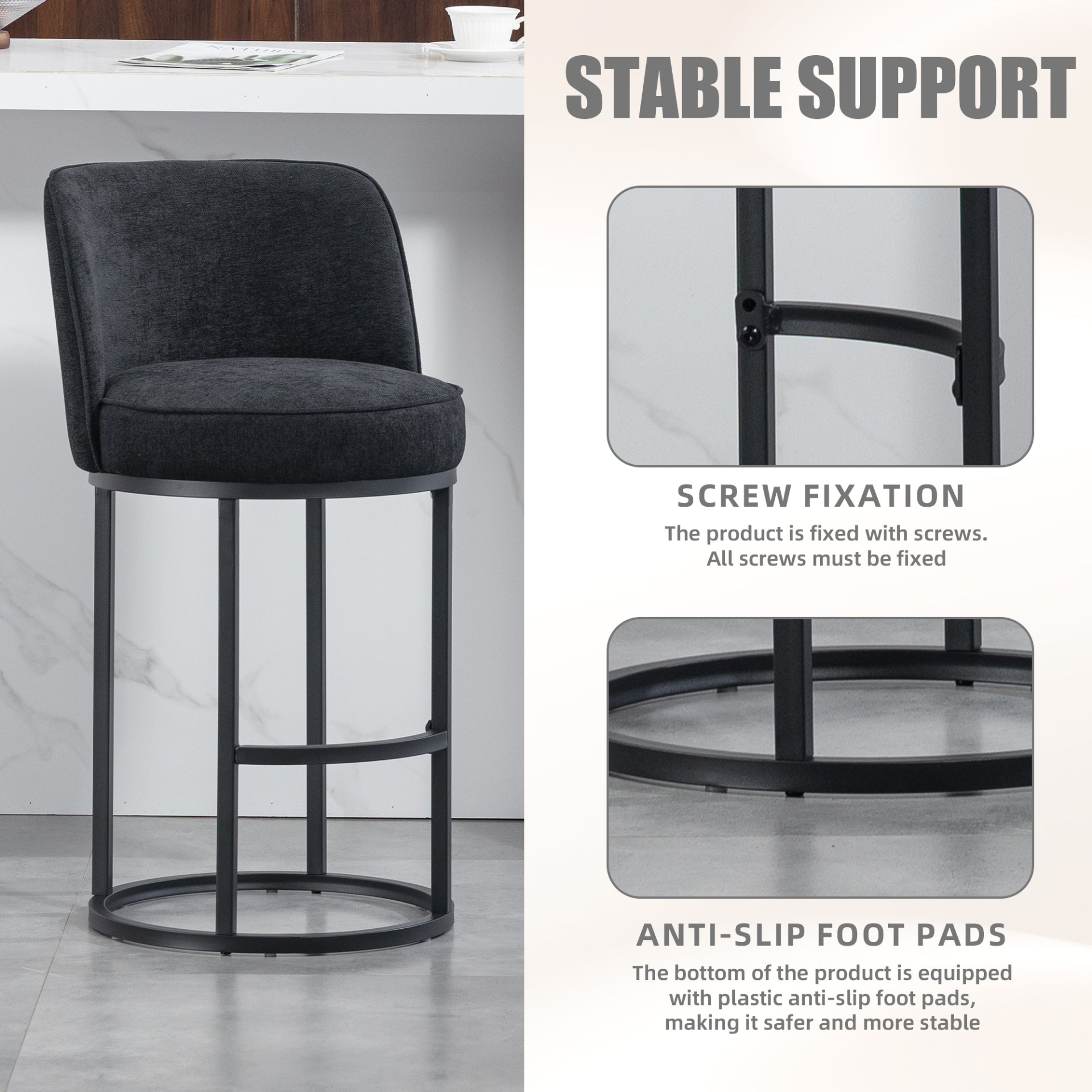 Modern barrel upholstered accent bar stool with backrest by Start2Finish, featuring stylish design and comfortable home seating.