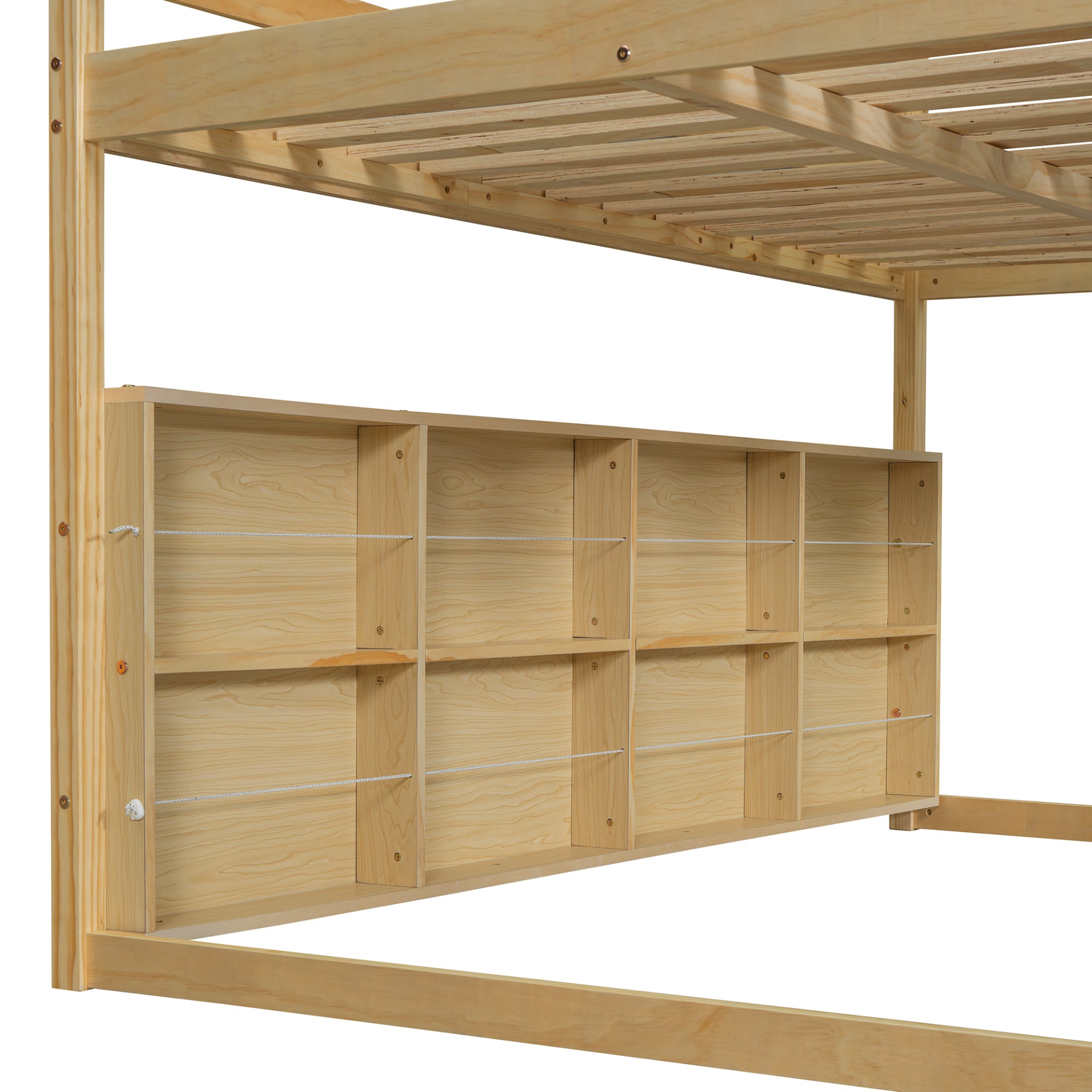 Wooden loft bed with house-shaped frame and play tent for kids&