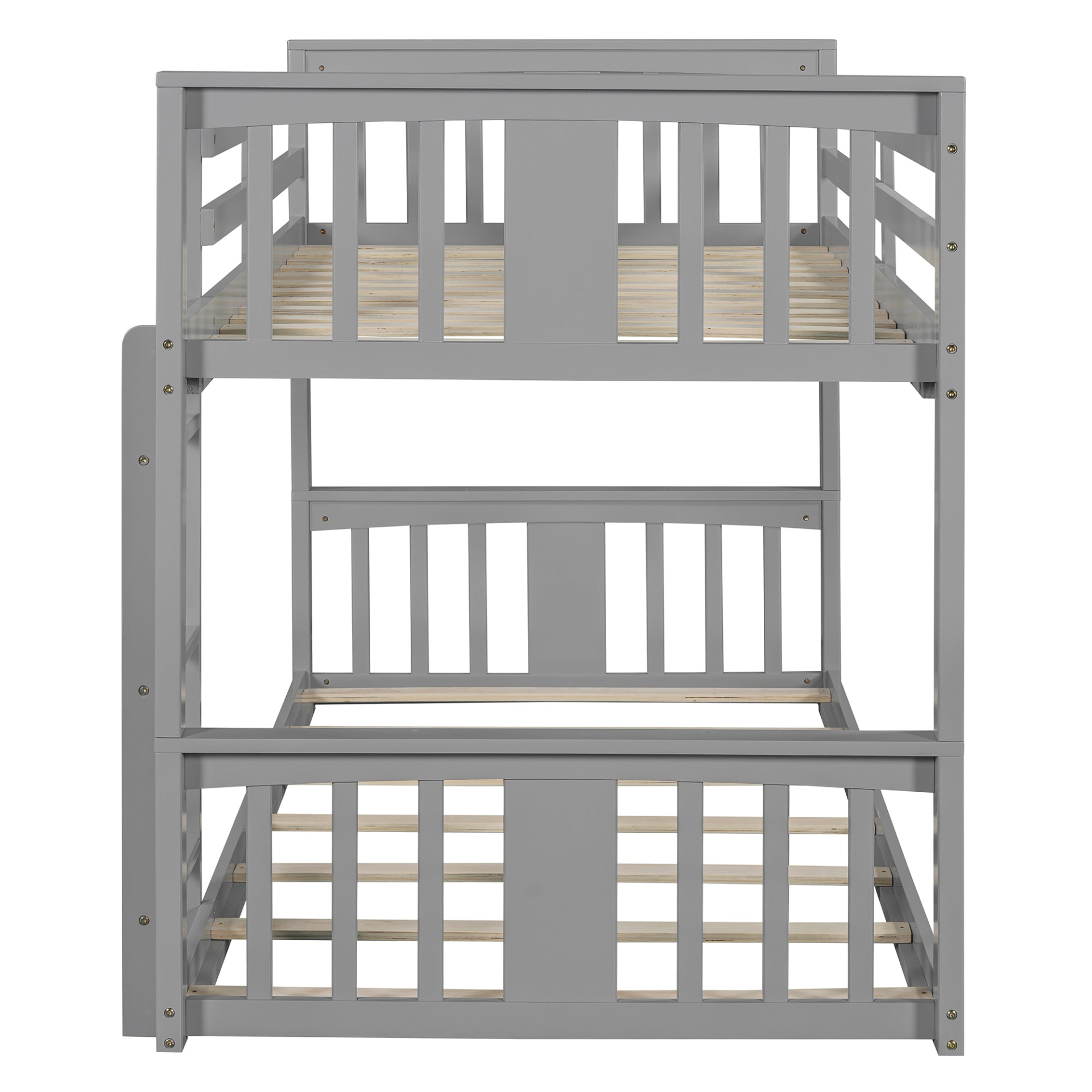 Start2Finish twin over twin bunk bed with ladder, space-saving modern design and durable construction, shown in a bedroom setting.