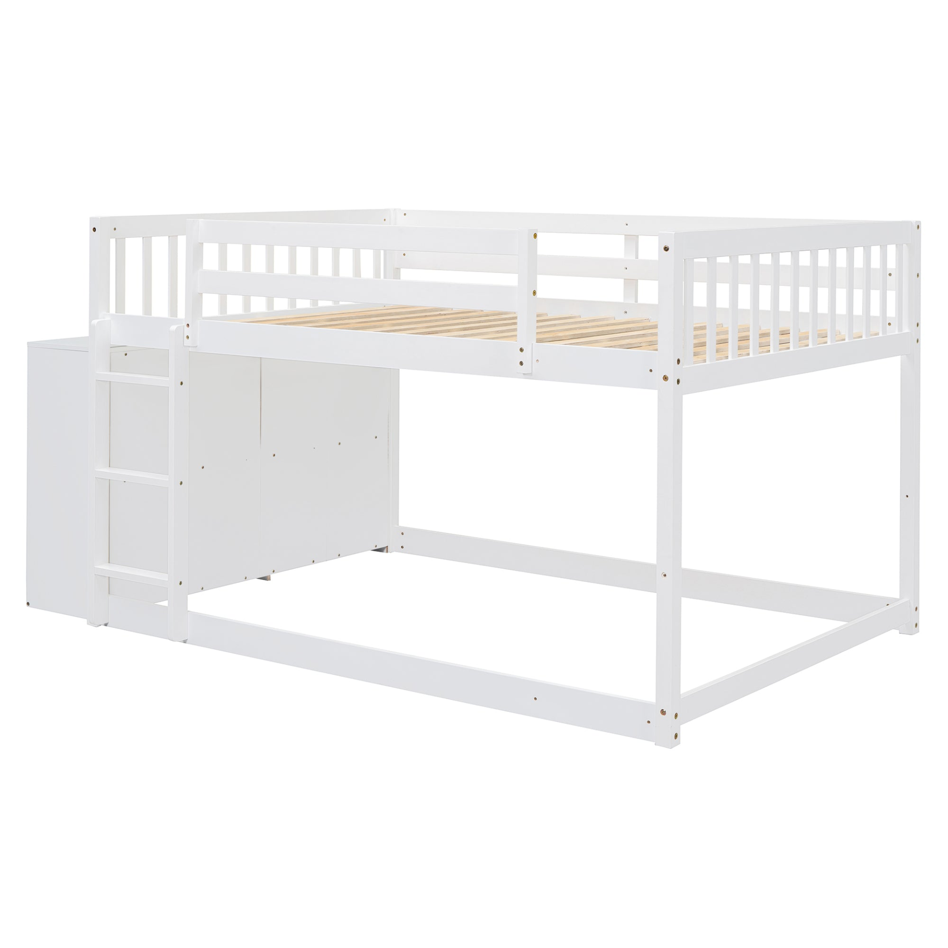Elegant solid wood bunk bed with built-in shelves and storage drawers, featuring durable furniture design by Start2Finish.