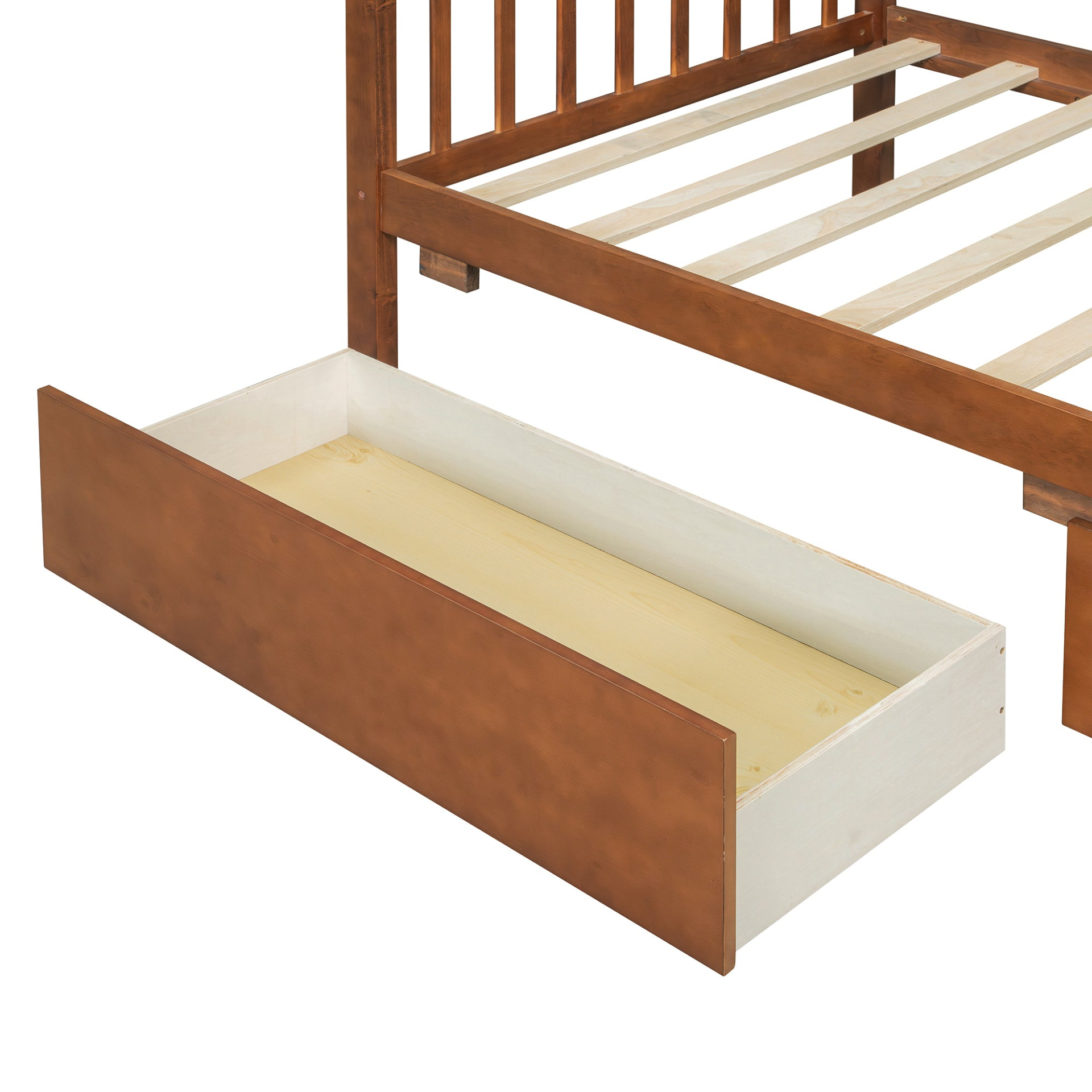 Wooden house bed with built-in drawers for kids&