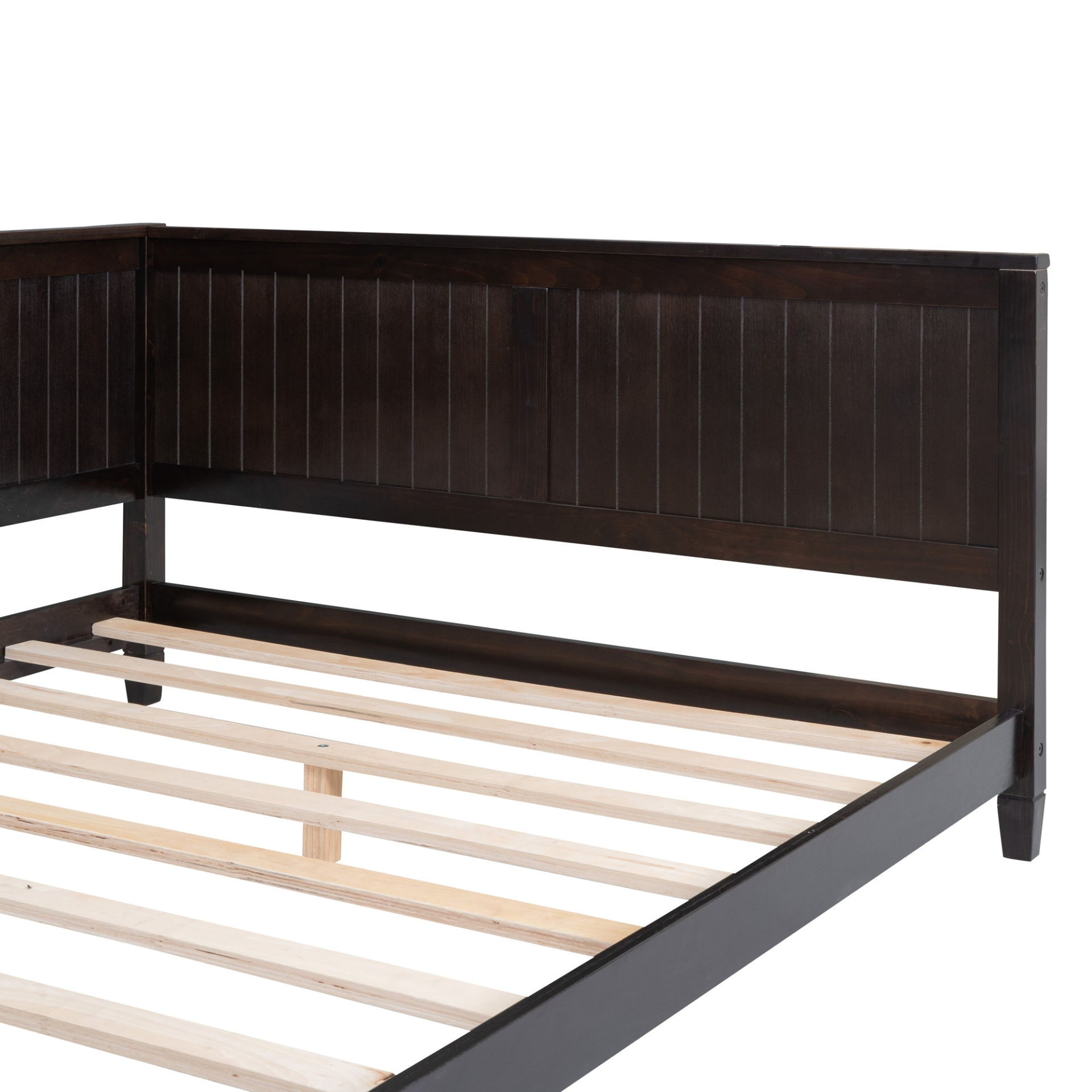Full size wood daybed with solid wood frame, sofa bed design, durable build, and easy assembly by Start2Finish.