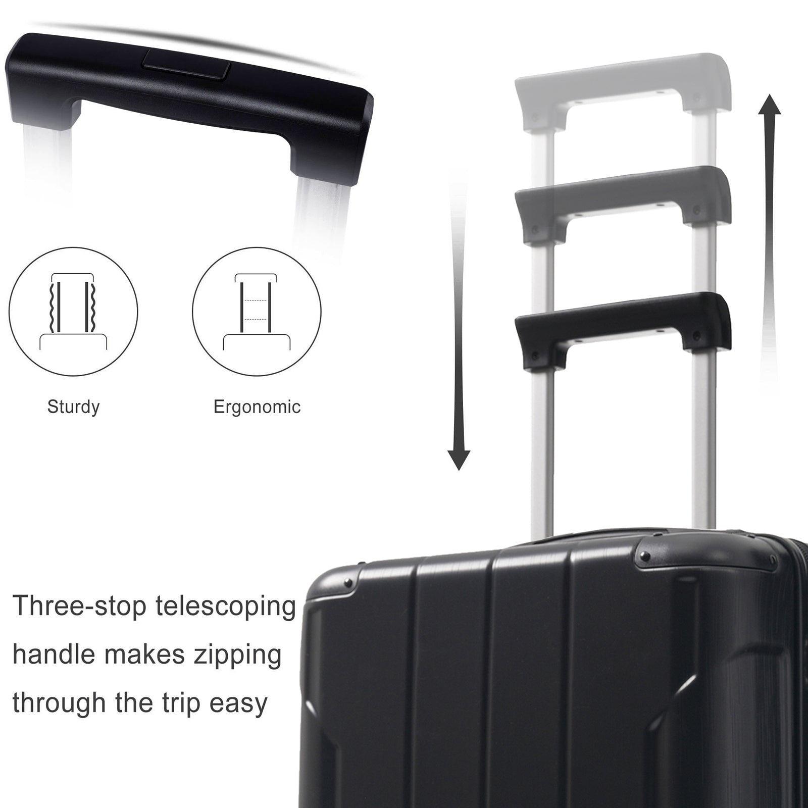 Start2Finish lightweight hardshell checked luggage with durable ABS, double wheels, and expandable design for travel accessories.