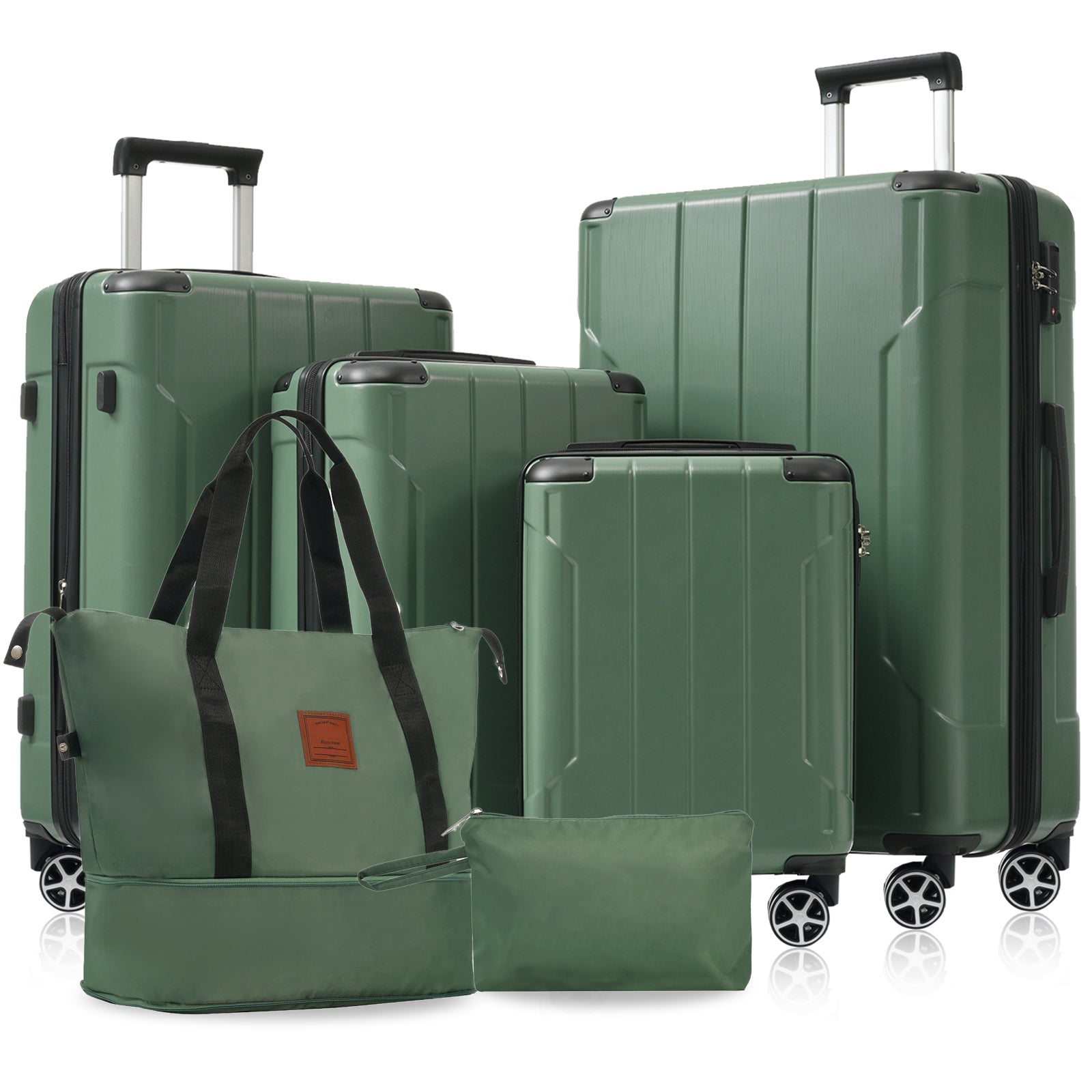 Start2Finish 6-piece hardshell luggage set with lightweight suitcases, expandable design, dual wheels, and TSA locks.