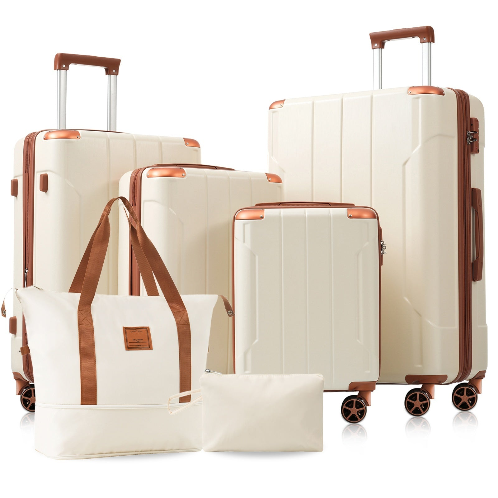 Start2Finish 6-piece hardshell luggage set with lightweight suitcases, dual wheels, expandable design, and TSA locks.