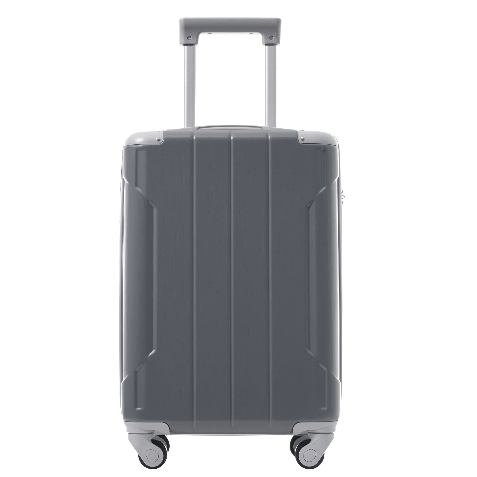 Start2Finish 20-inch carry-on hardshell ABS luggage set with spinner wheels, three-piece travel accessories.