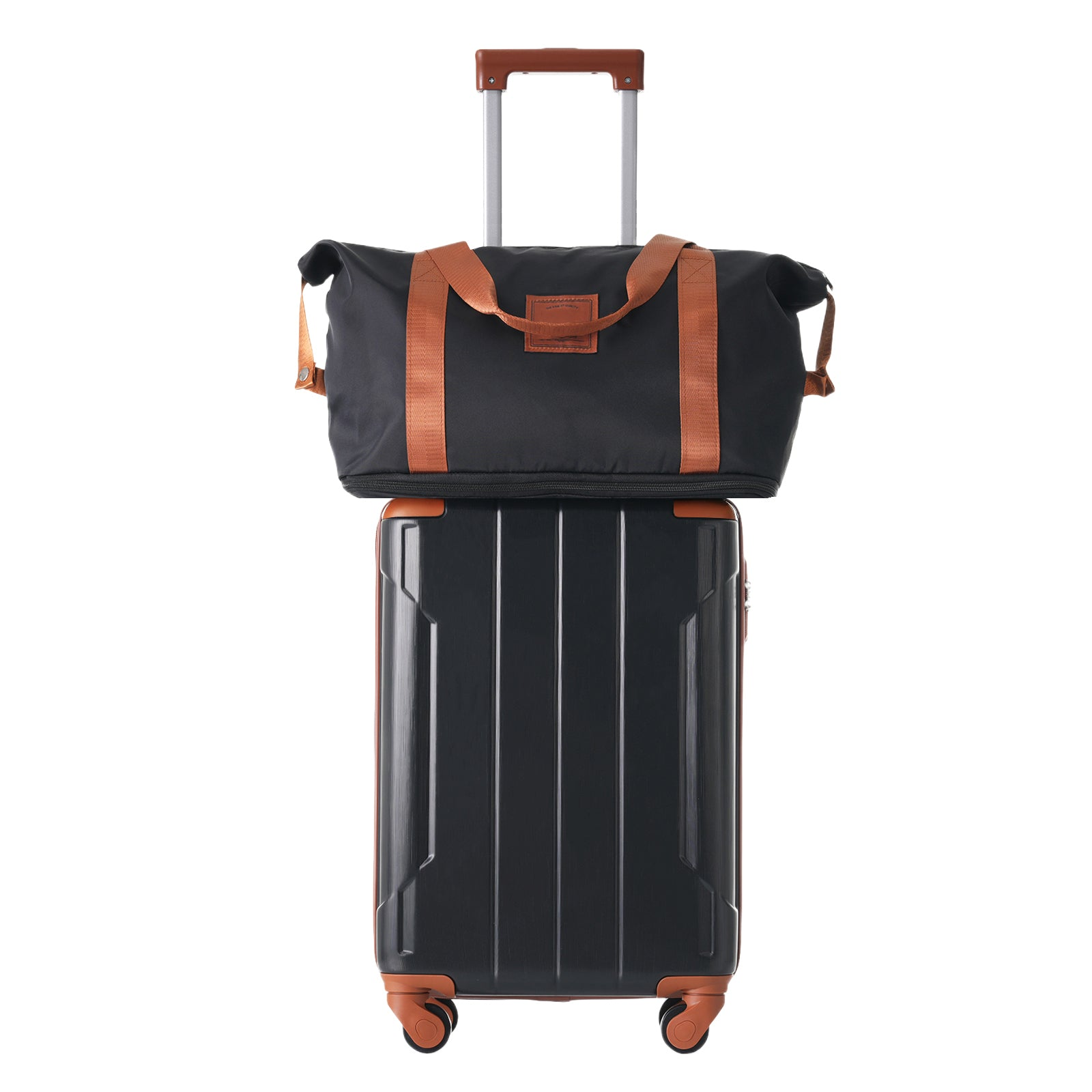 Start2Finish 20-inch carry-on hardshell ABS luggage set with spinner wheels, three-piece travel accessories with durable design.