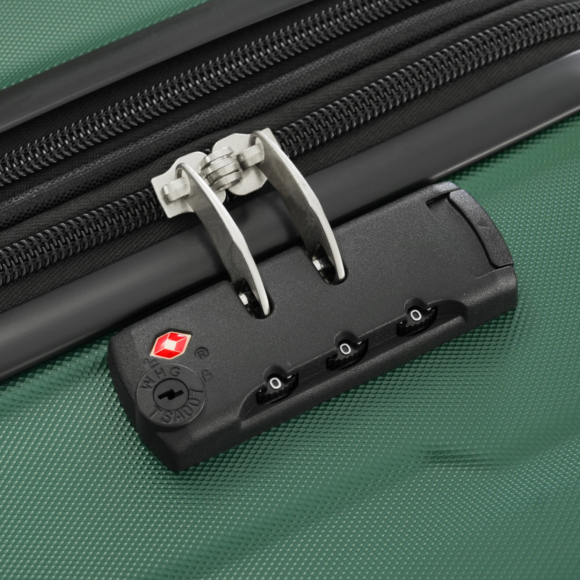 Start2Finish lightweight expandable ABS spinner suitcase set with TSA lock, showing multiple suitcases and travel accessories.