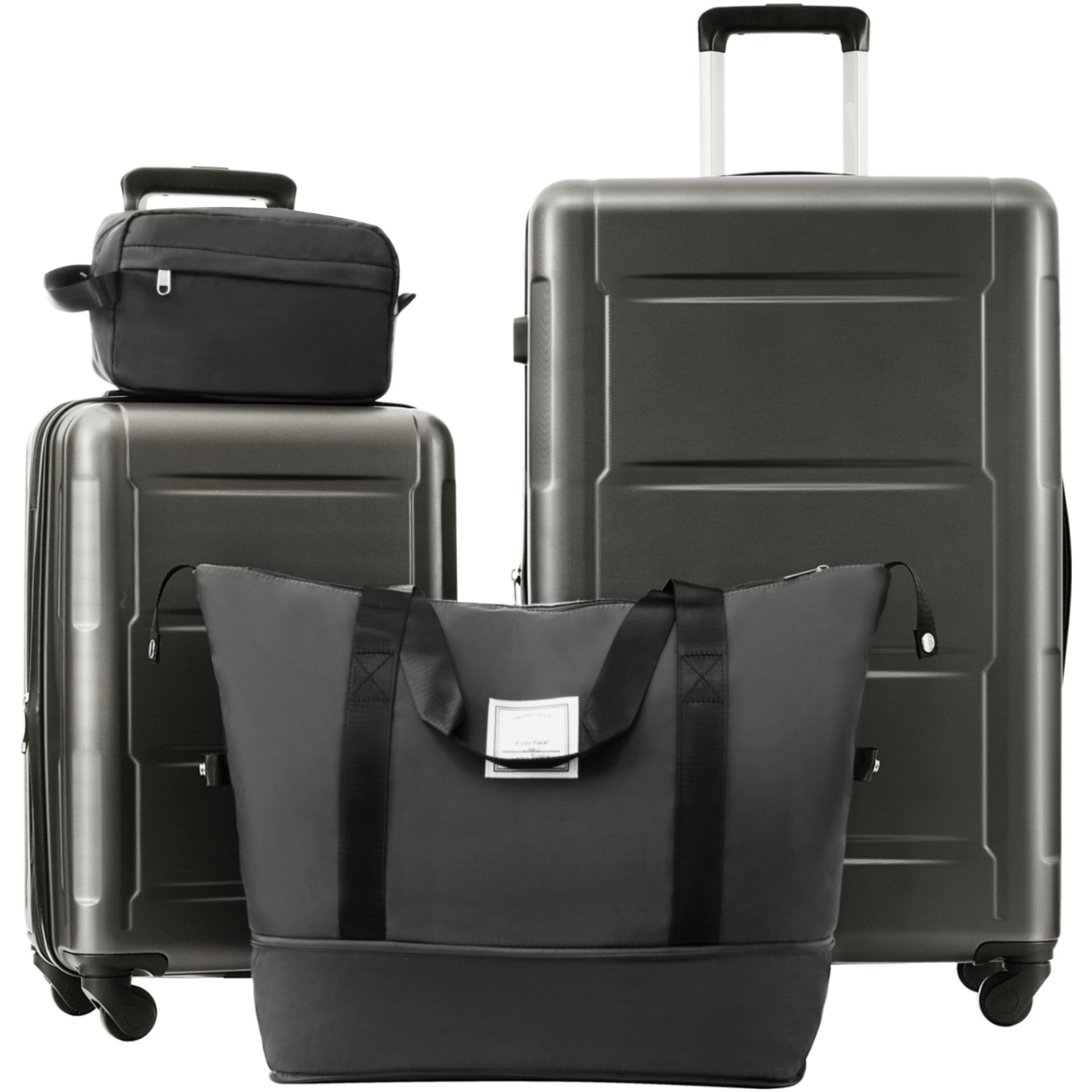 Start2Finish expandable spinner suitcase with lightweight ABS, TSA lock, and matching travel bags, perfect for convenient packing.