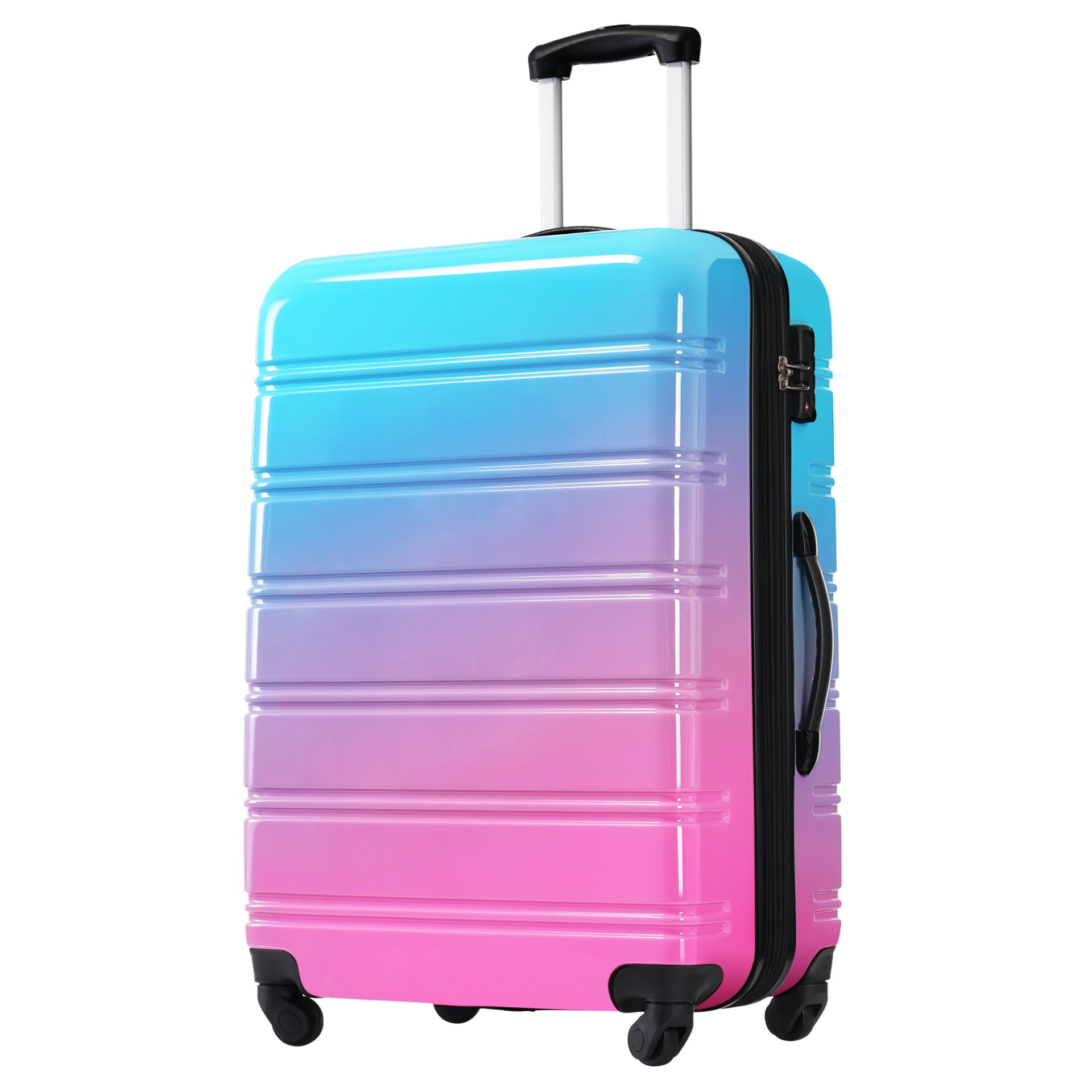 Start2Finish hardshell 3-piece gradient luggage set with expandable suitcases, spinner wheels, and TSA lock for travel accessories.