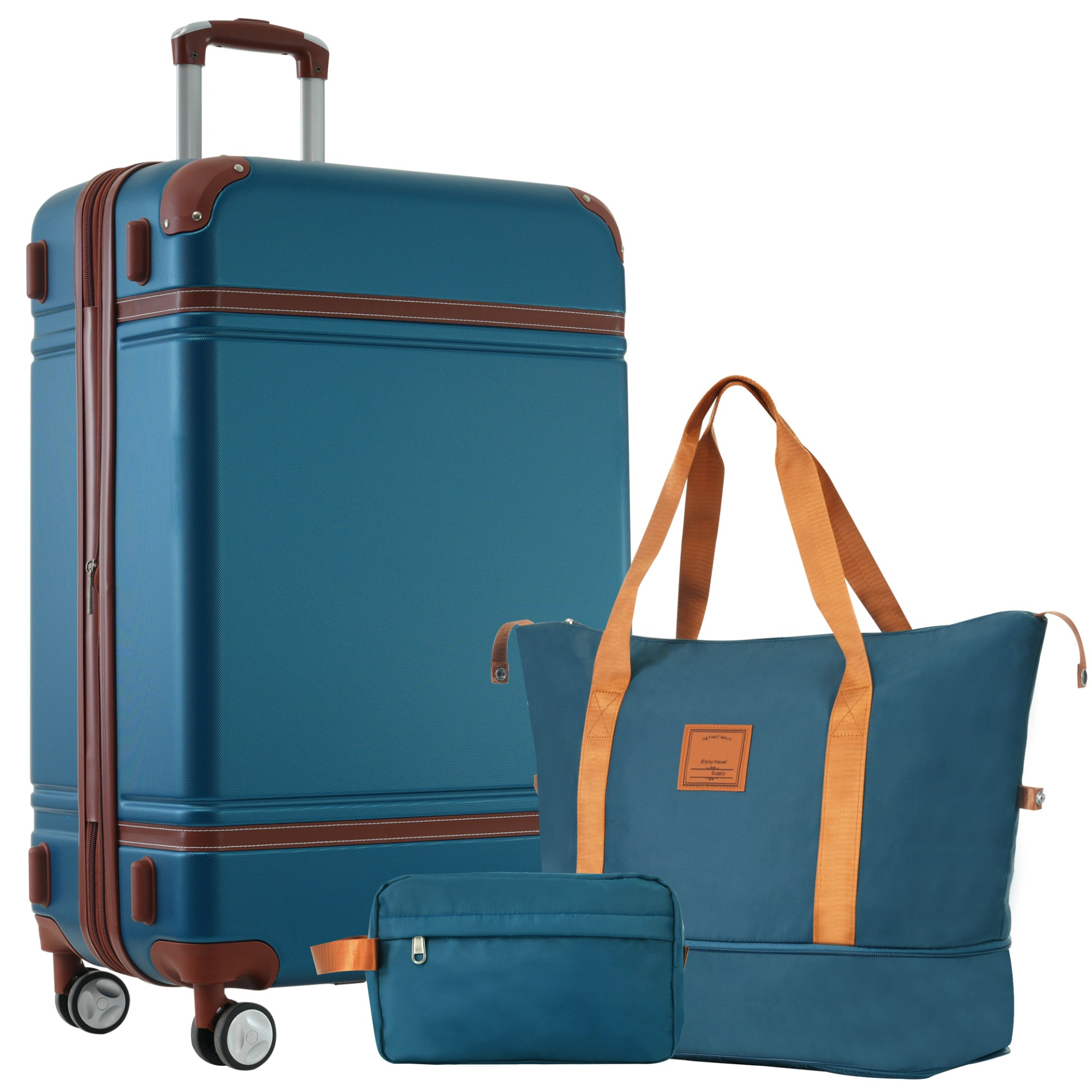 Start2Finish hardshell luggage set with lightweight suitcases, dual spinner wheels, TSA lock, and vintage design.